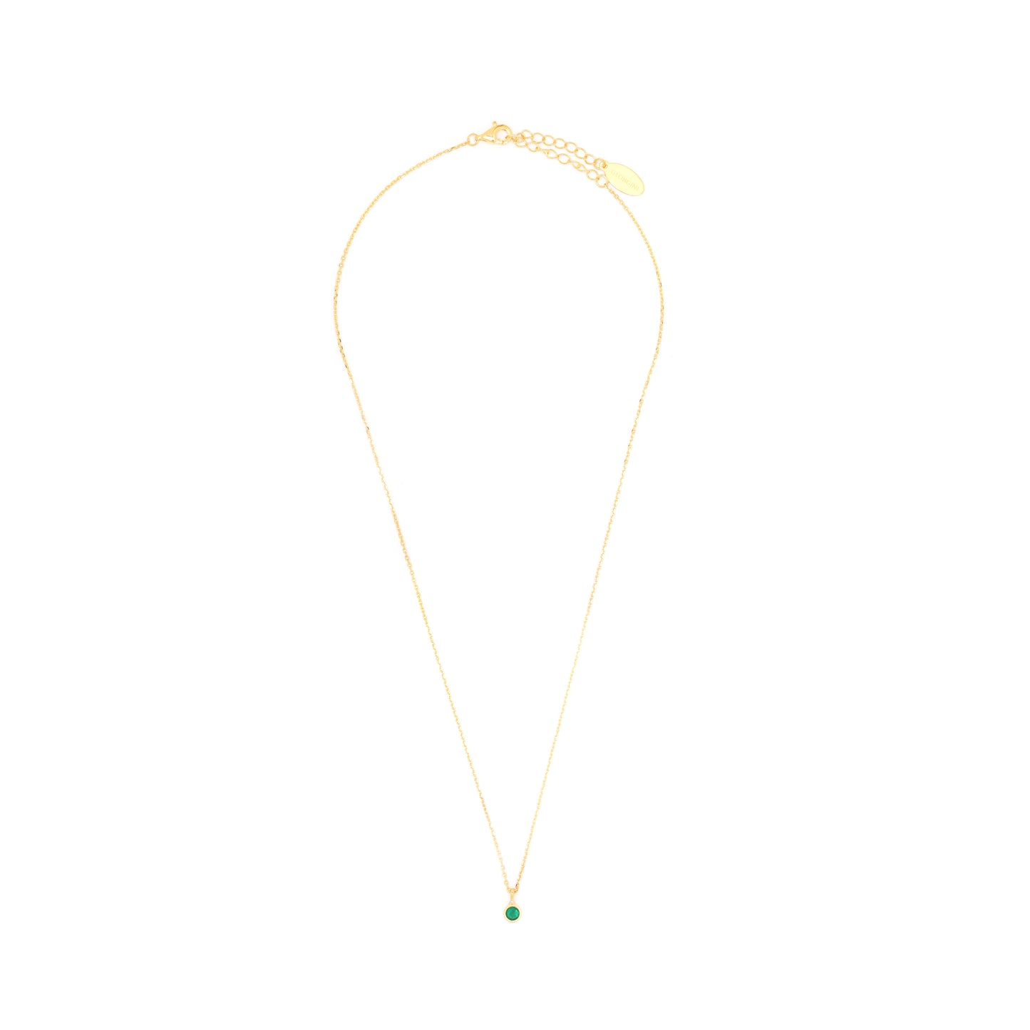 NATURAL GREEN AGATE AND DIAMOND MAY PENDANT GOLD