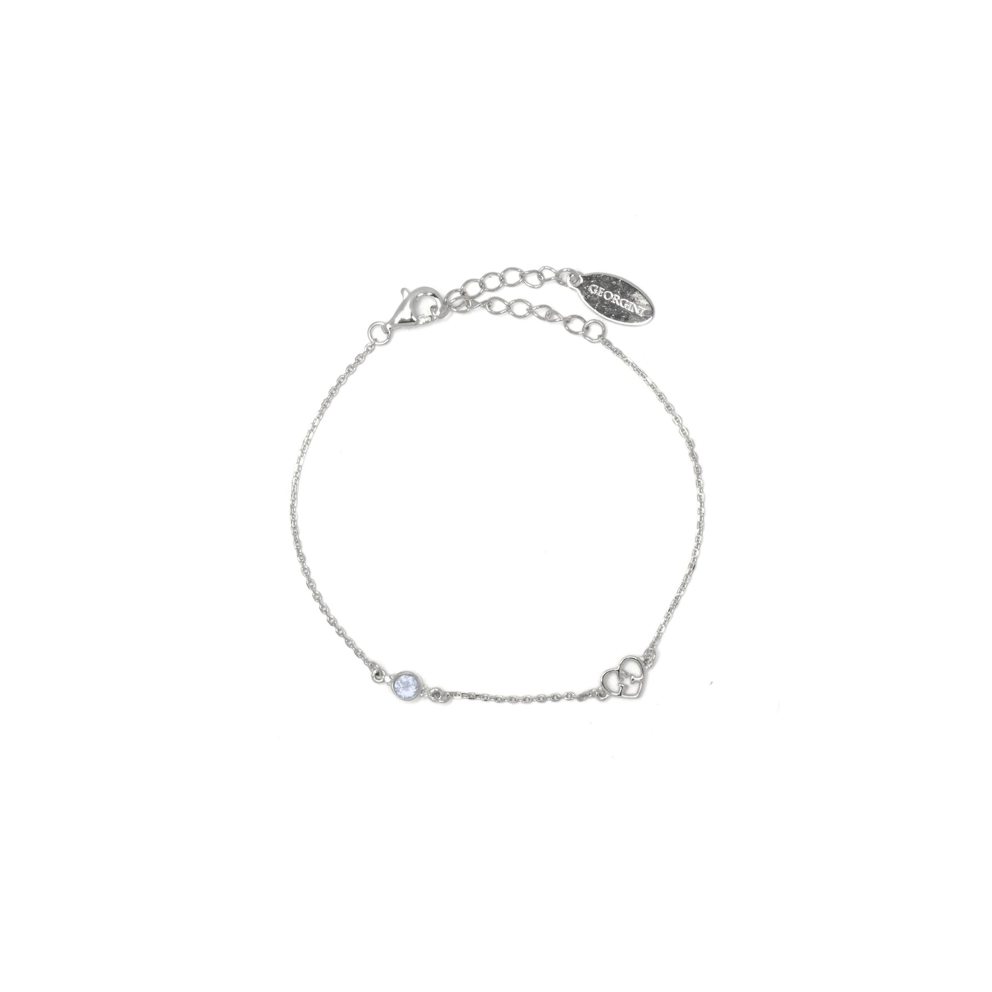 NATURAL AQUAMARINE AND TWO NATURAL DIAMOND MARCH BRACELET SILVER