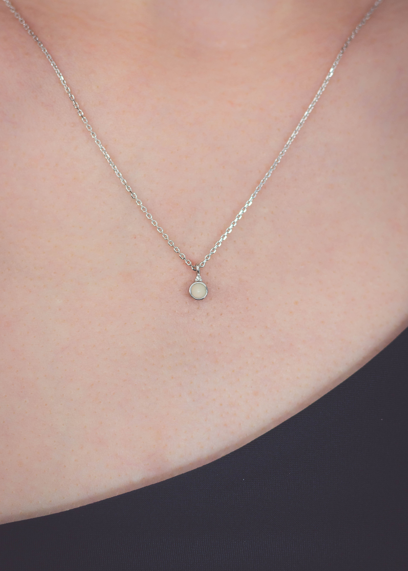 NATURAL OPAL AND DIAMOND OCTOBER PENDANT SILVER