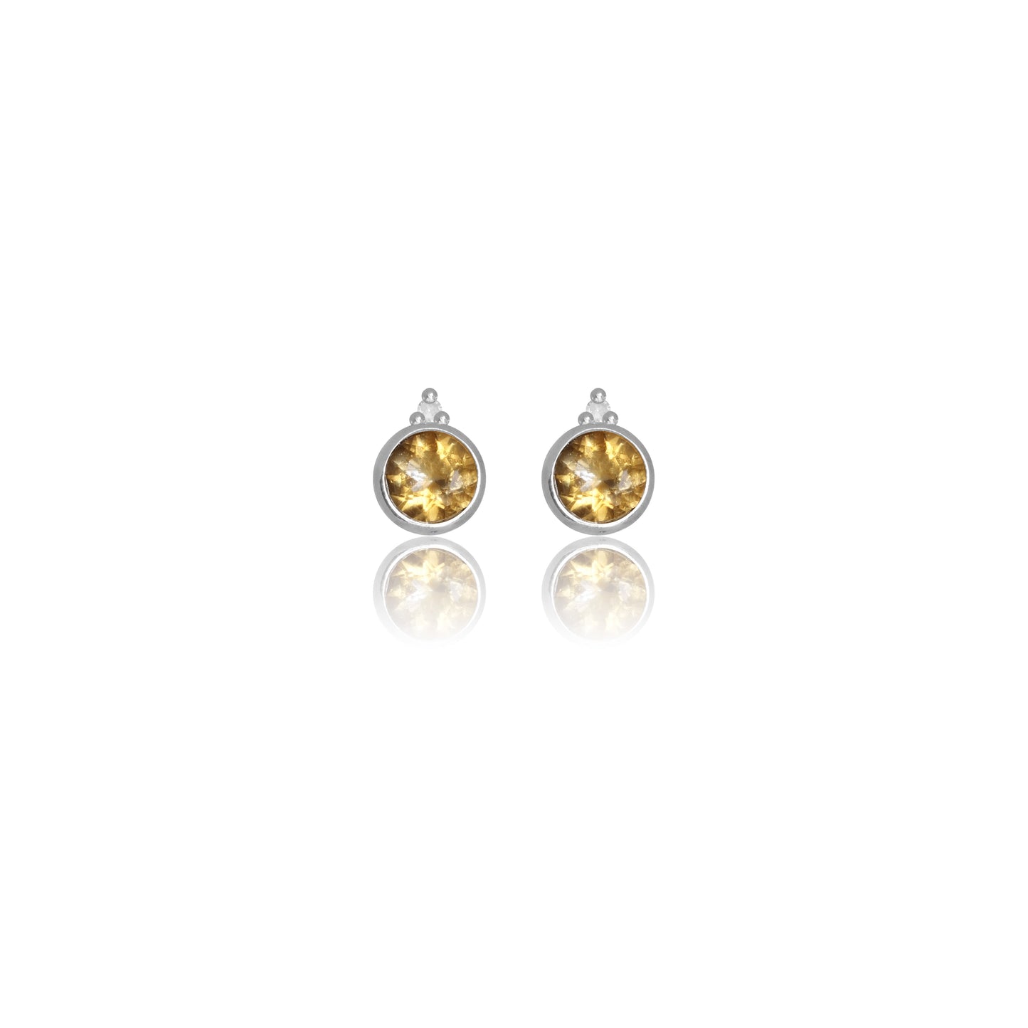NATURAL CITRINE AND TWO NATURAL DIAMOND NOVEMBER EARRINGS SILVER