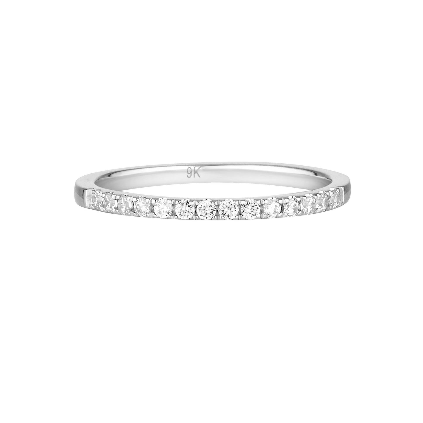 ROUND BRILLIANT CUT MOISSANITE WEDDING BAND IN 9CT WHITE GOLD