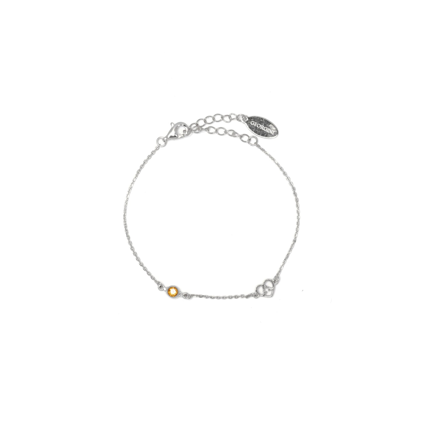 NATURAL CITRINE AND TWO NATURAL DIAMOND NOVEMBER BRACELET SILVER