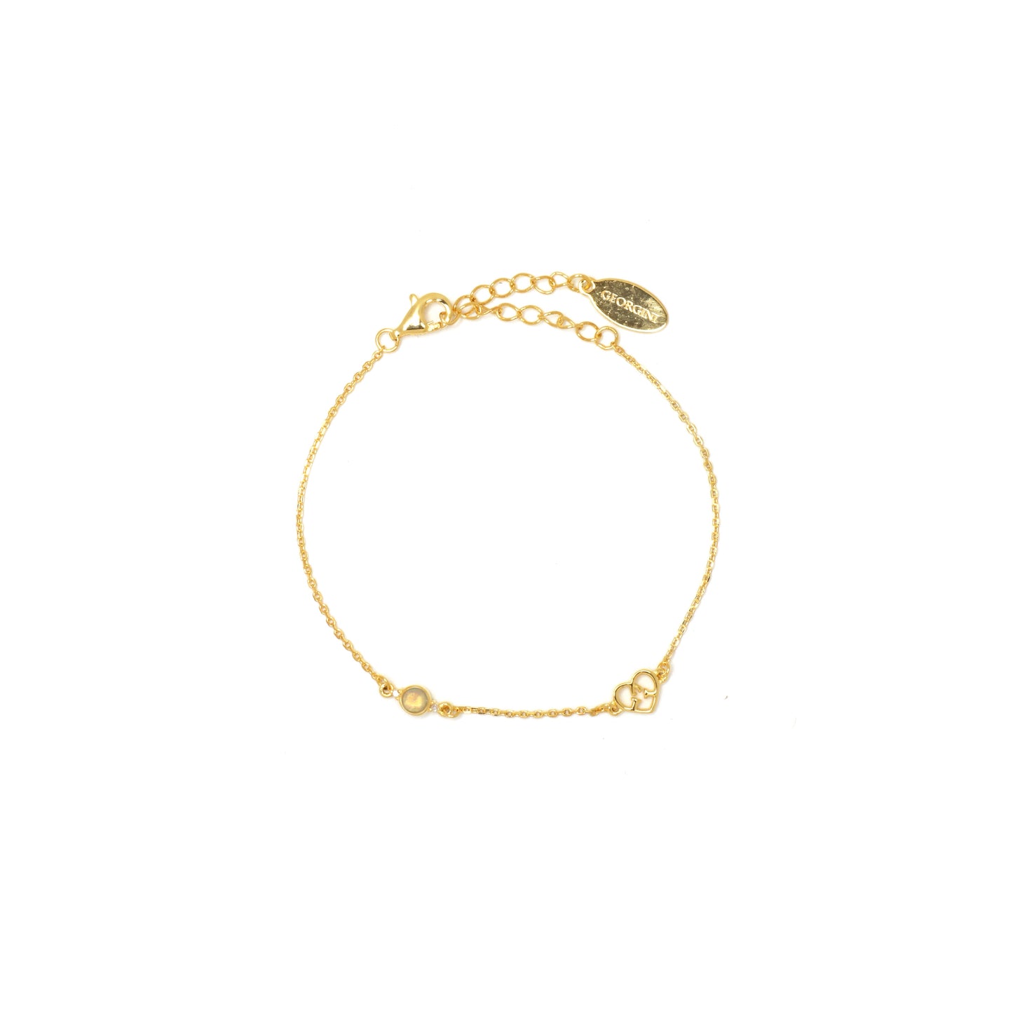 NATURAL OPAL AND TWO NATURAL DIAMOND OCTOBER BRACELET GOLD