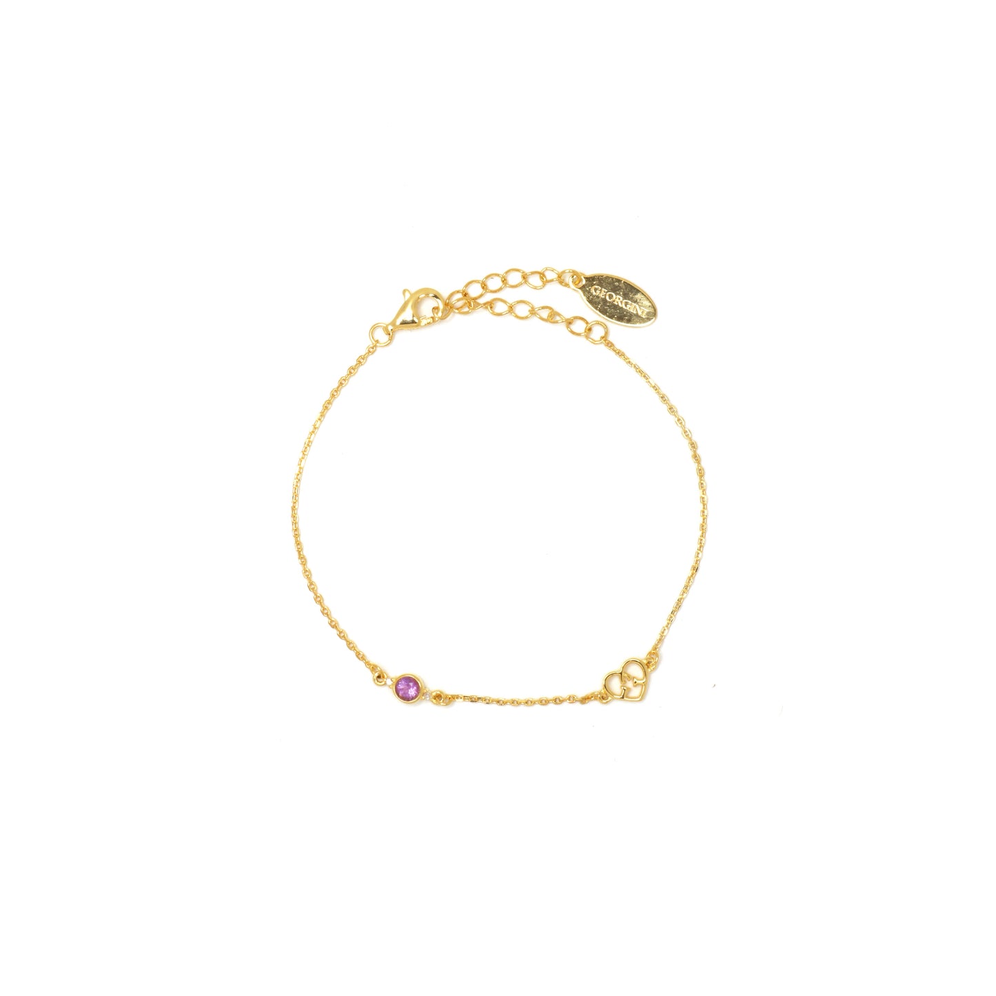 NATURAL AMETHYST AND TWO NATURAL DIAMOND FEBRUARY BRACELET GOLD