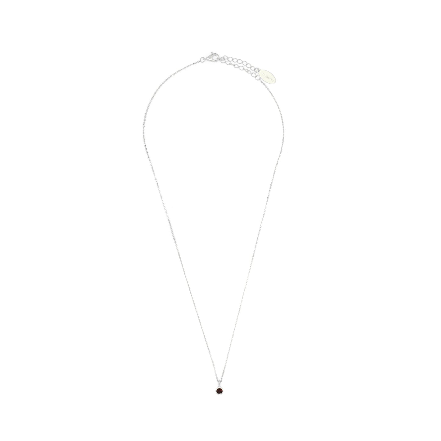 NATURAL GARNET AND DIAMOND JANUARY PENDANT SILVER