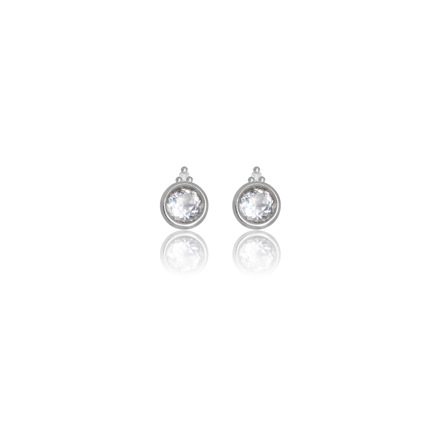 NATURAL TOPAZ AND TWO NATURAL DIAMOND APRIL EARRINGS SILVER