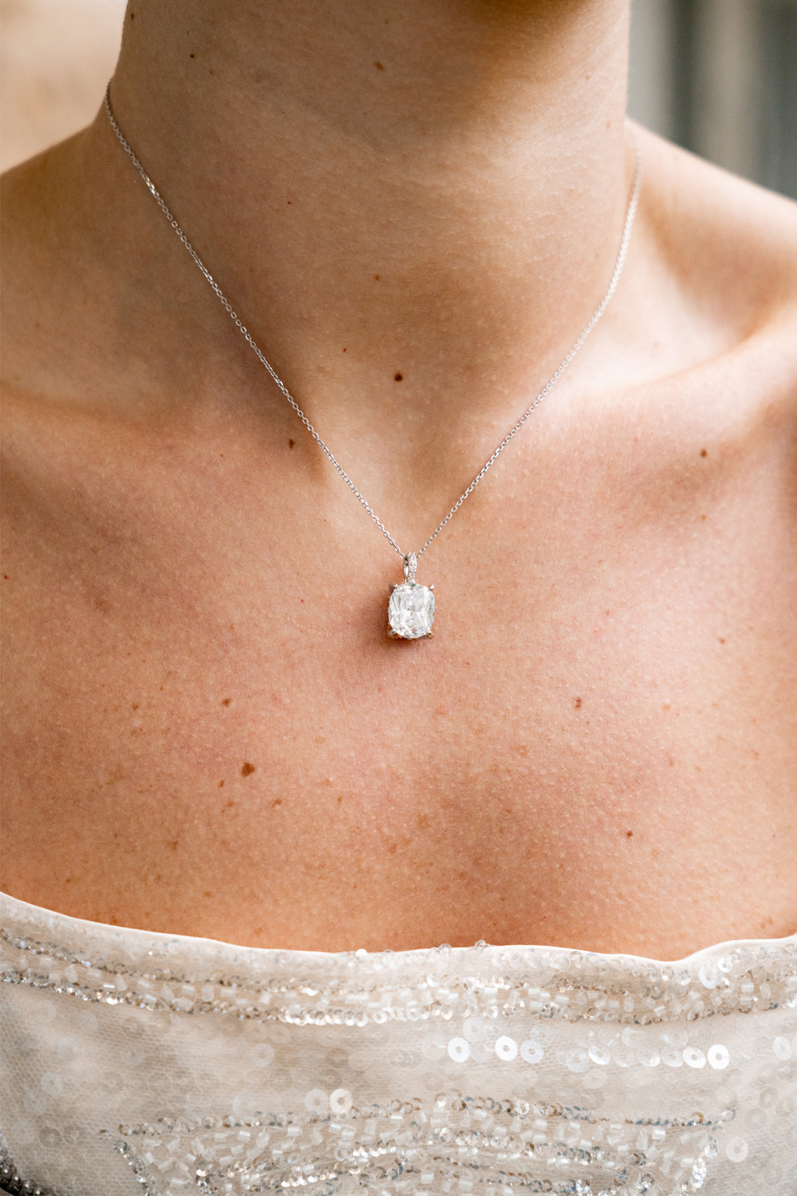 SYDNEY SOIRÉE ELAINE CUSHION CUT PENDANT SILVER