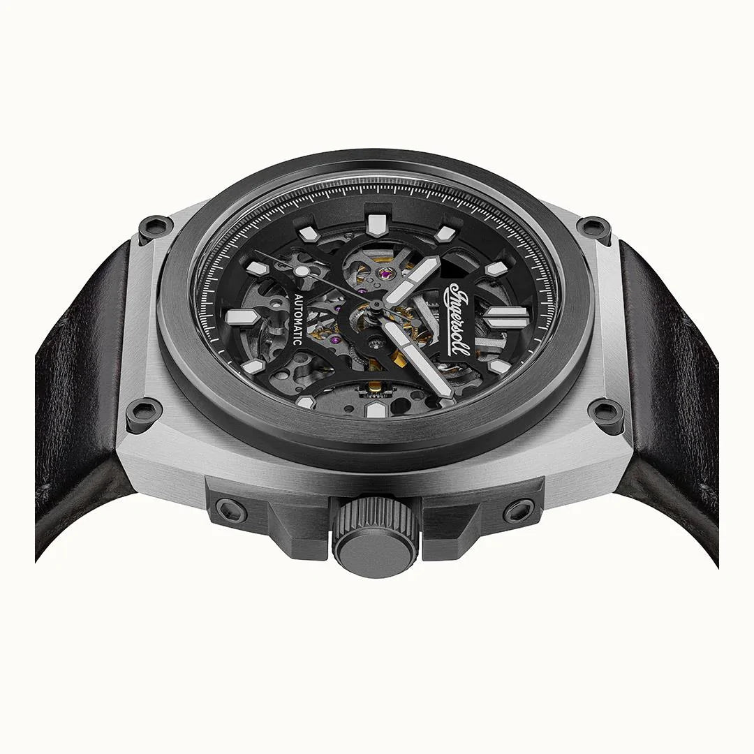 Ingersoll The Motion Automatic Black Leather Watch