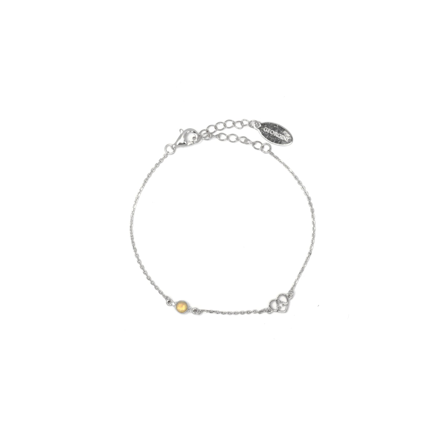 NATURAL OPAL AND TWO NATURAL DIAMOND OCTOBER BRACELET SILVER