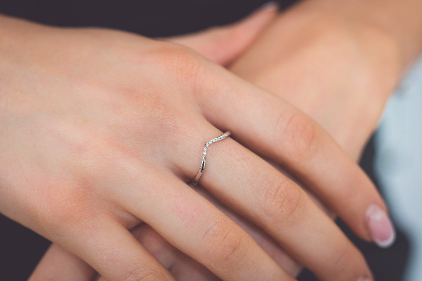 FIVE NATURAL DIAMOND FANCY RING SILVER