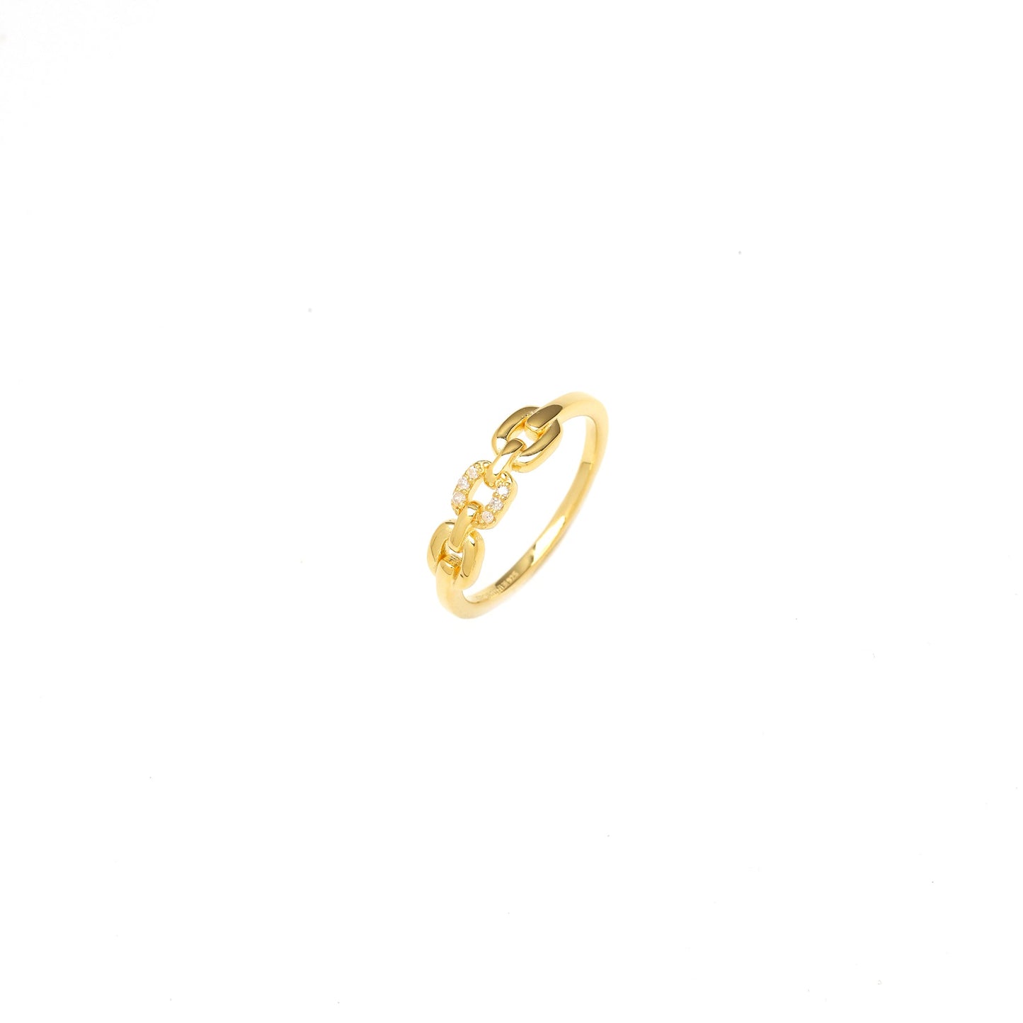 SIX NATURAL DIAMOND LINK RING GOLD