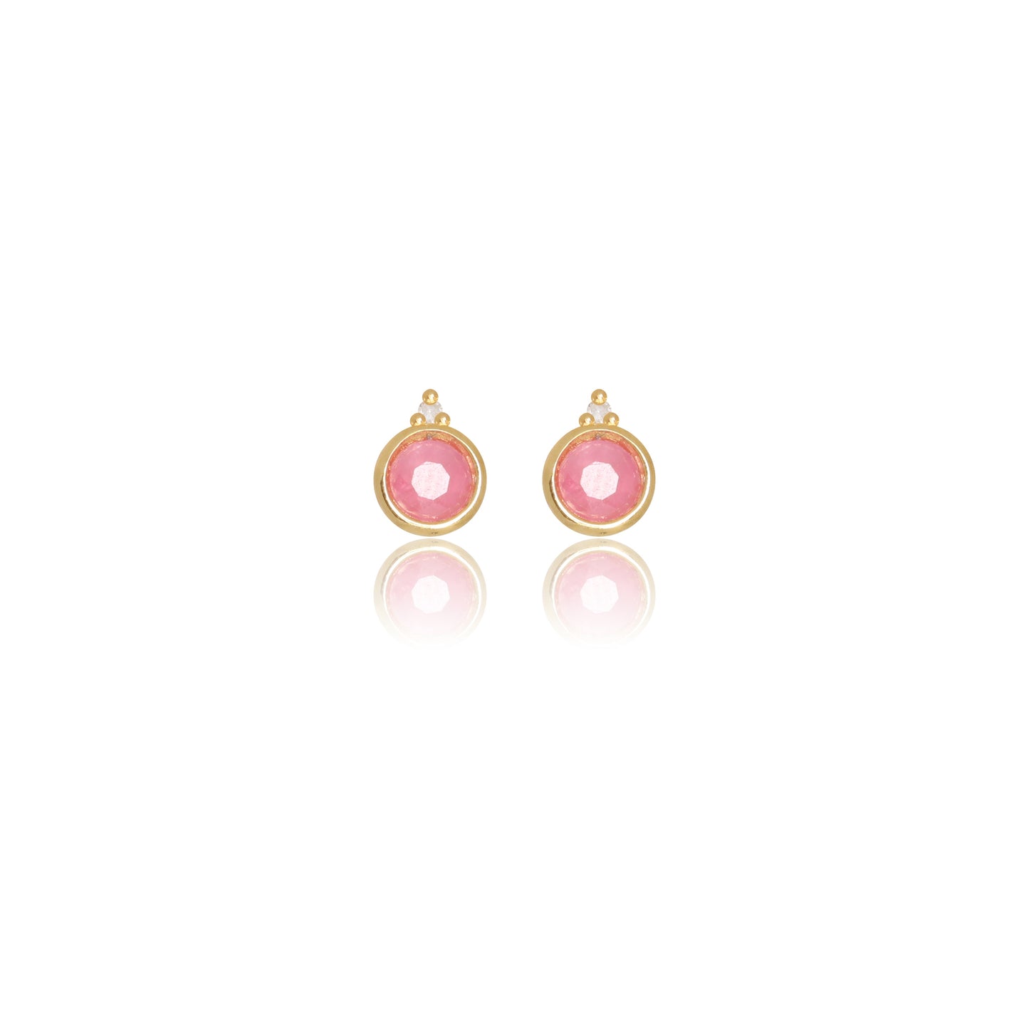NATURAL RUBY AND TWO NATURAL DIAMOND JULY EARRINGS GOLD