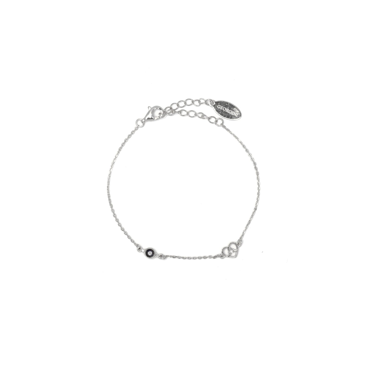 NATURAL SAPPHIRE AND TWO NATURAL DIAMOND SEPTEMBER BRACELET SILVER