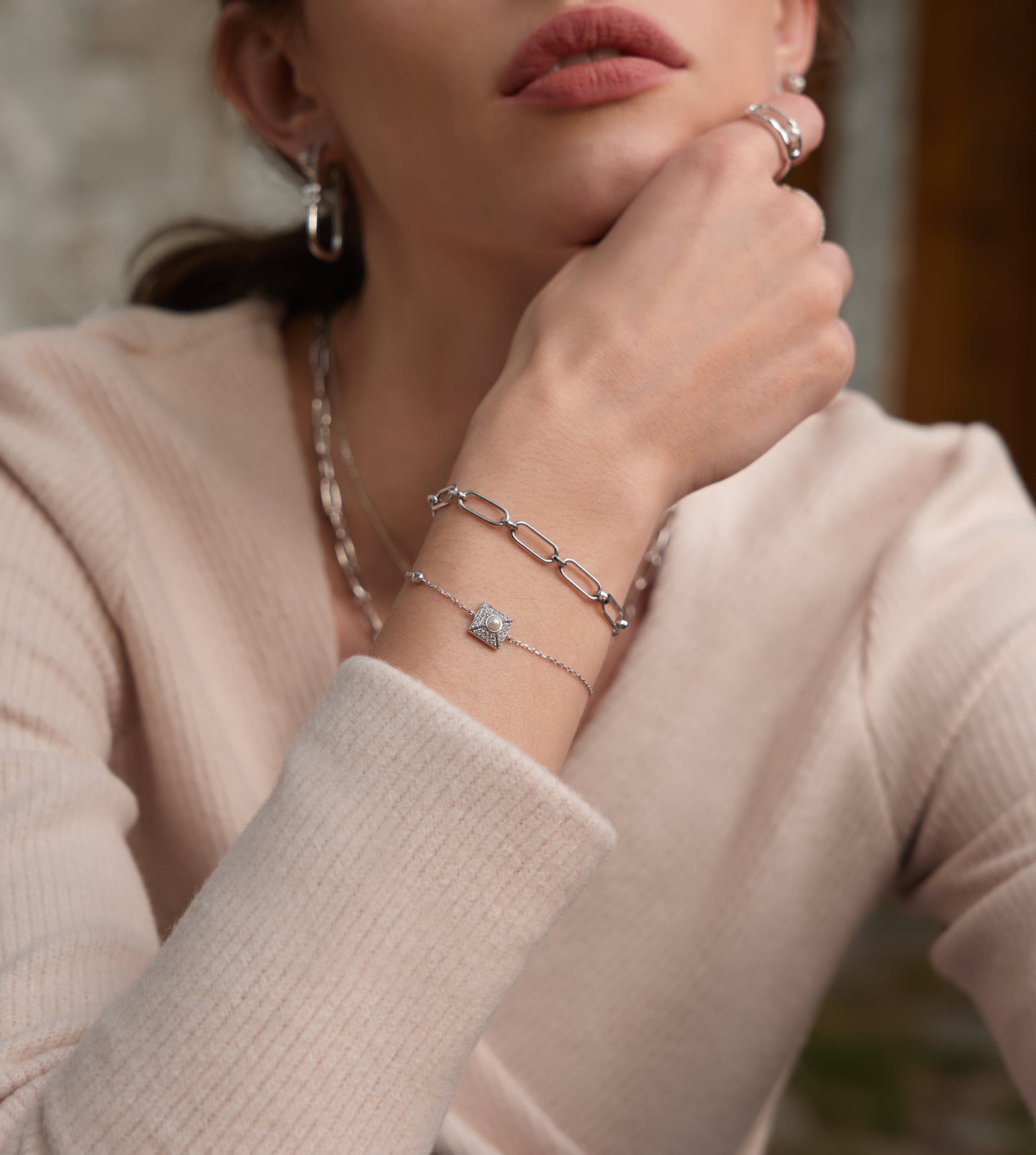Ania Haie Silver Pearl Pave Bracelet