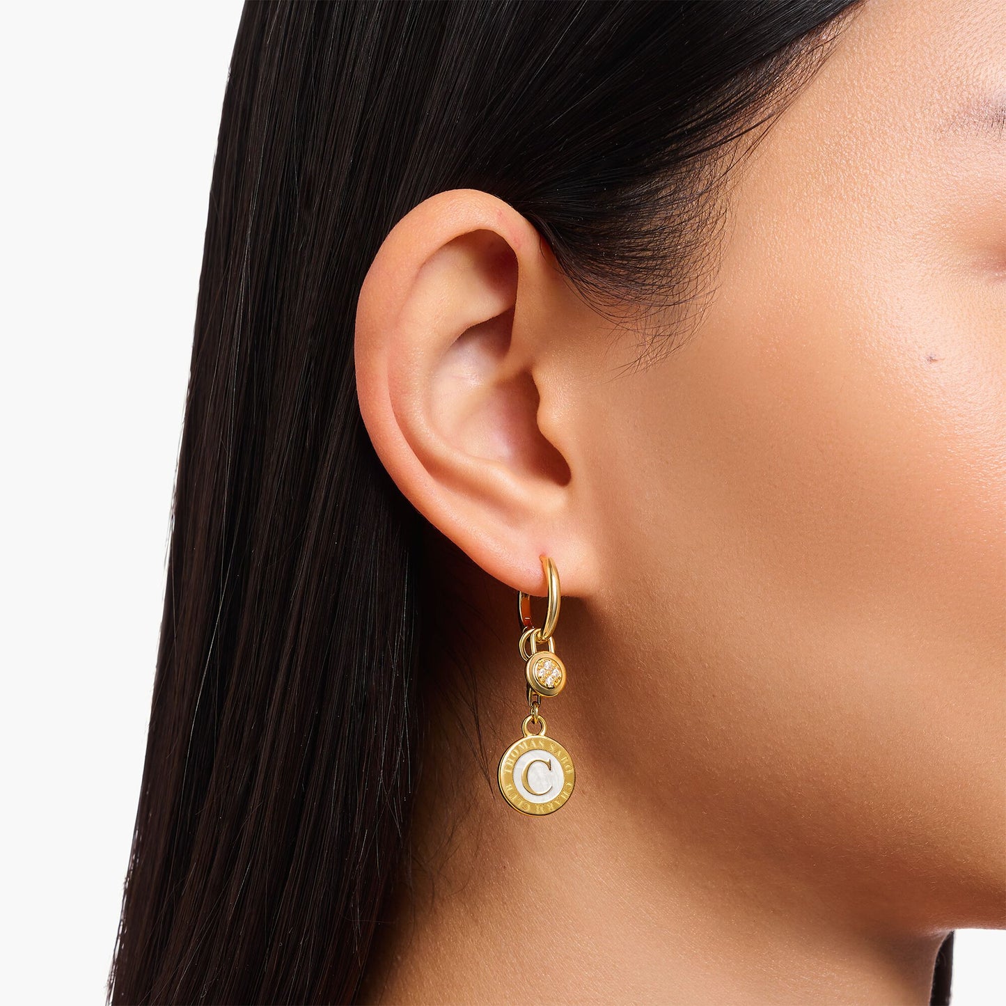 THOMAS SABO Gold Single Hoop Earring with Eyelet for Charms