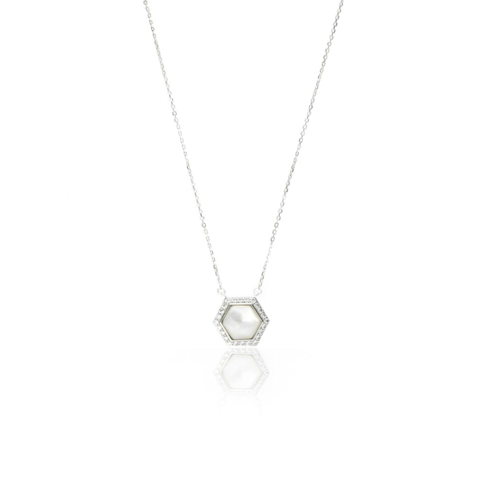OCEANS TORQUAY MOTHER OF PEARL NECKLACE SILVER