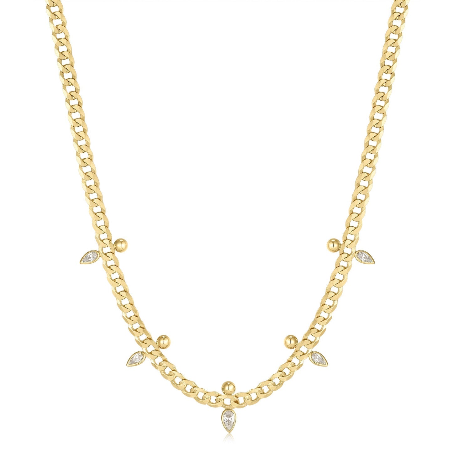 Ania Haie Gold Curb Chain Sparkle Point Necklace