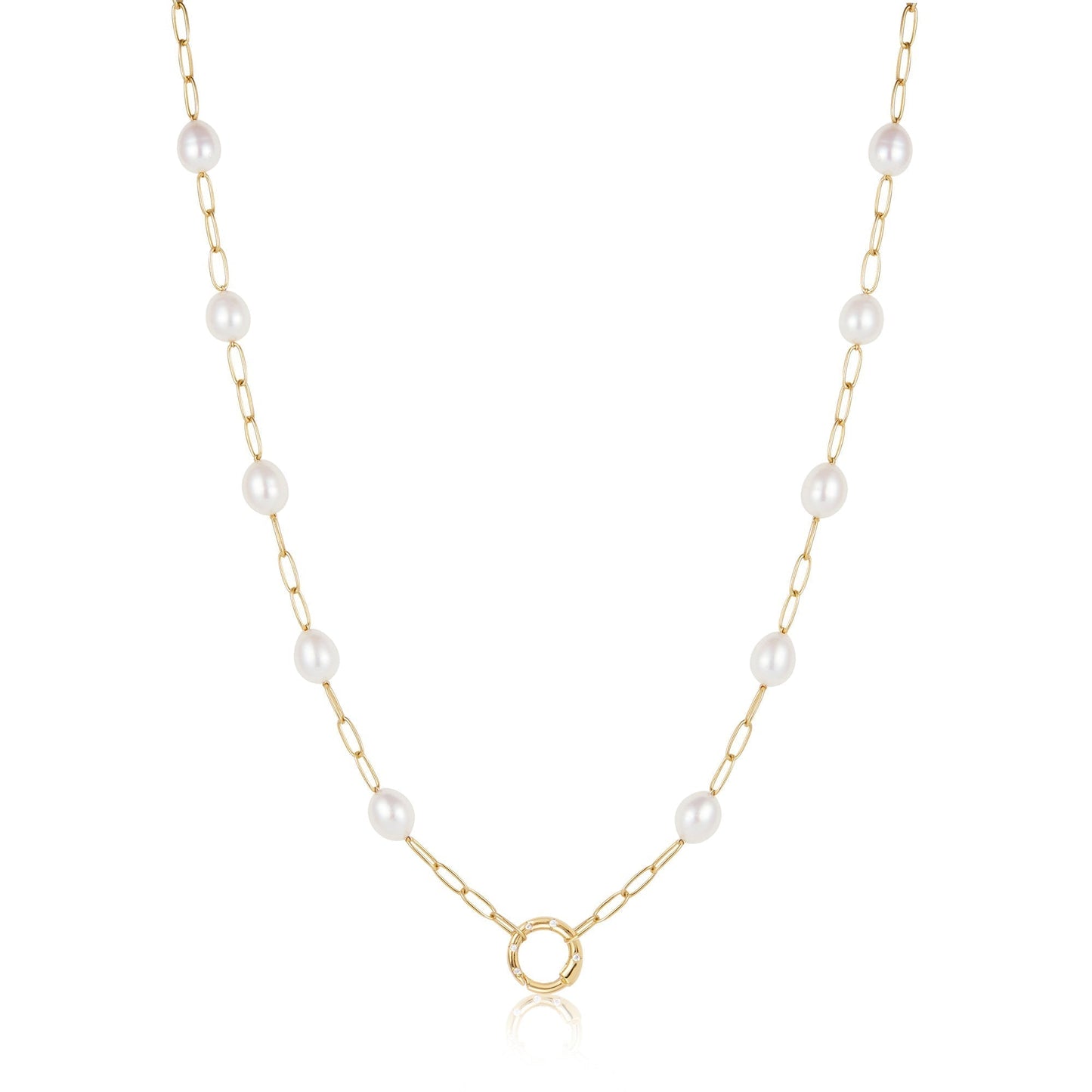 Ania Haie Gold Pearl Chain Charm Connector Necklace