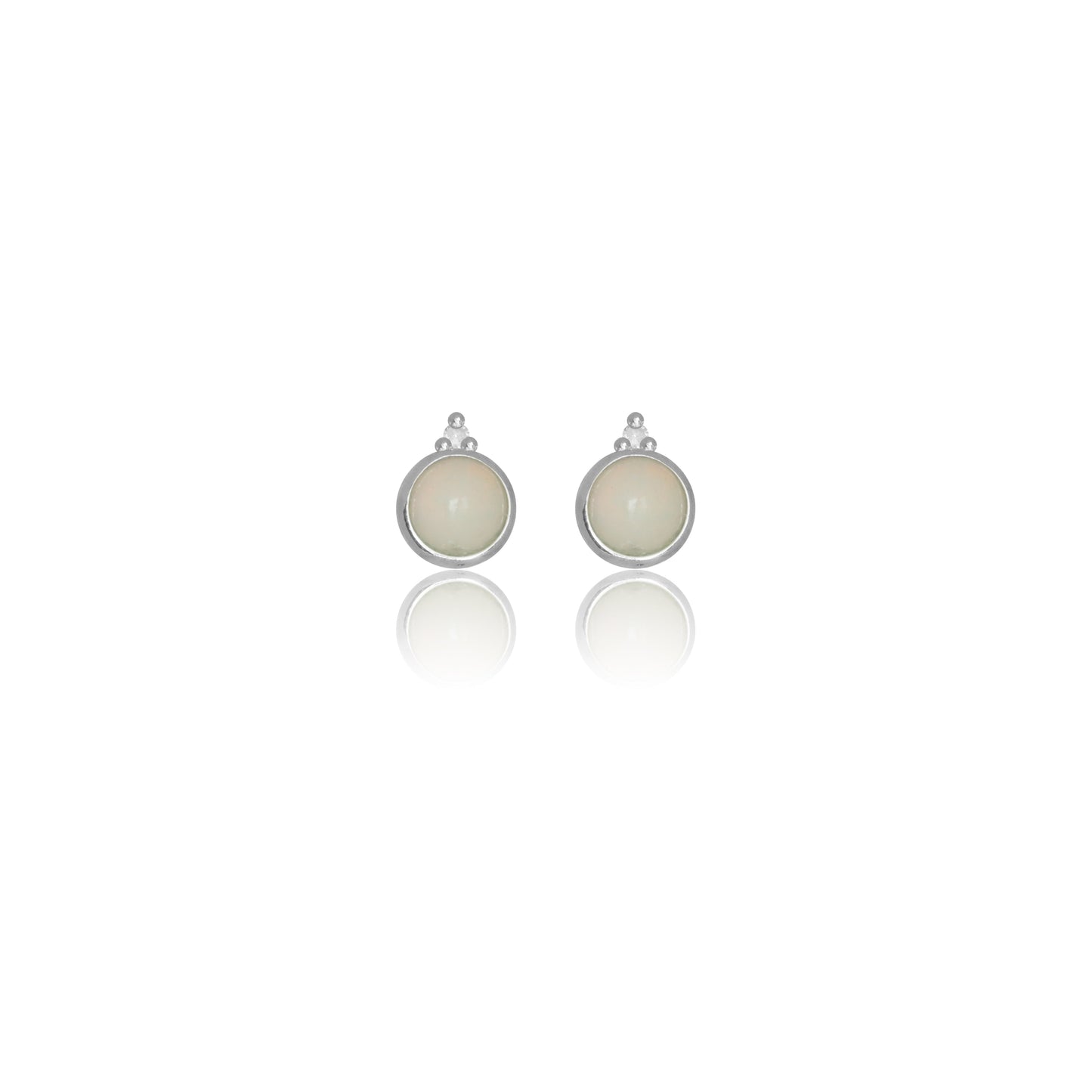 NATURAL OPAL AND TWO NATURAL DIAMOND OCTOBER EARRINGS SILVER