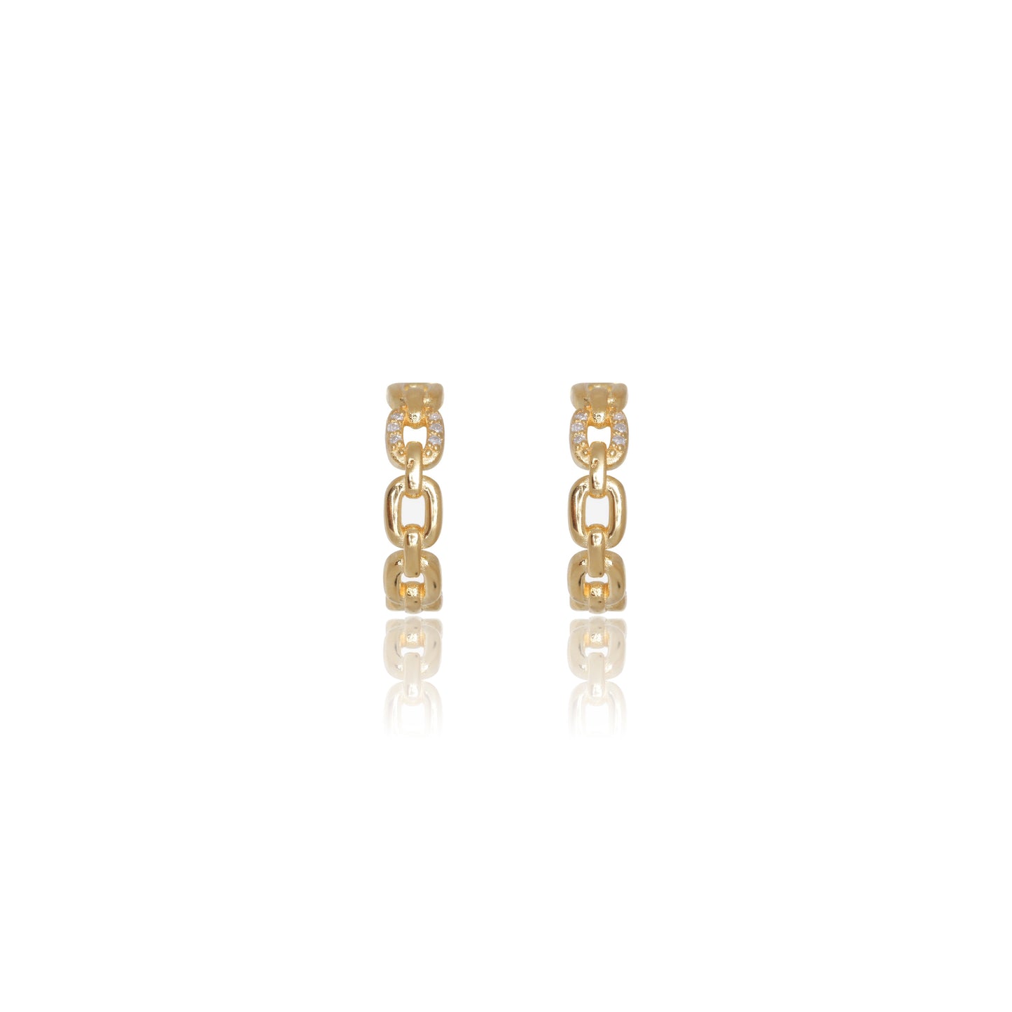 TWELVE NATURAL DIAMOND LINK EARRINGS GOLD