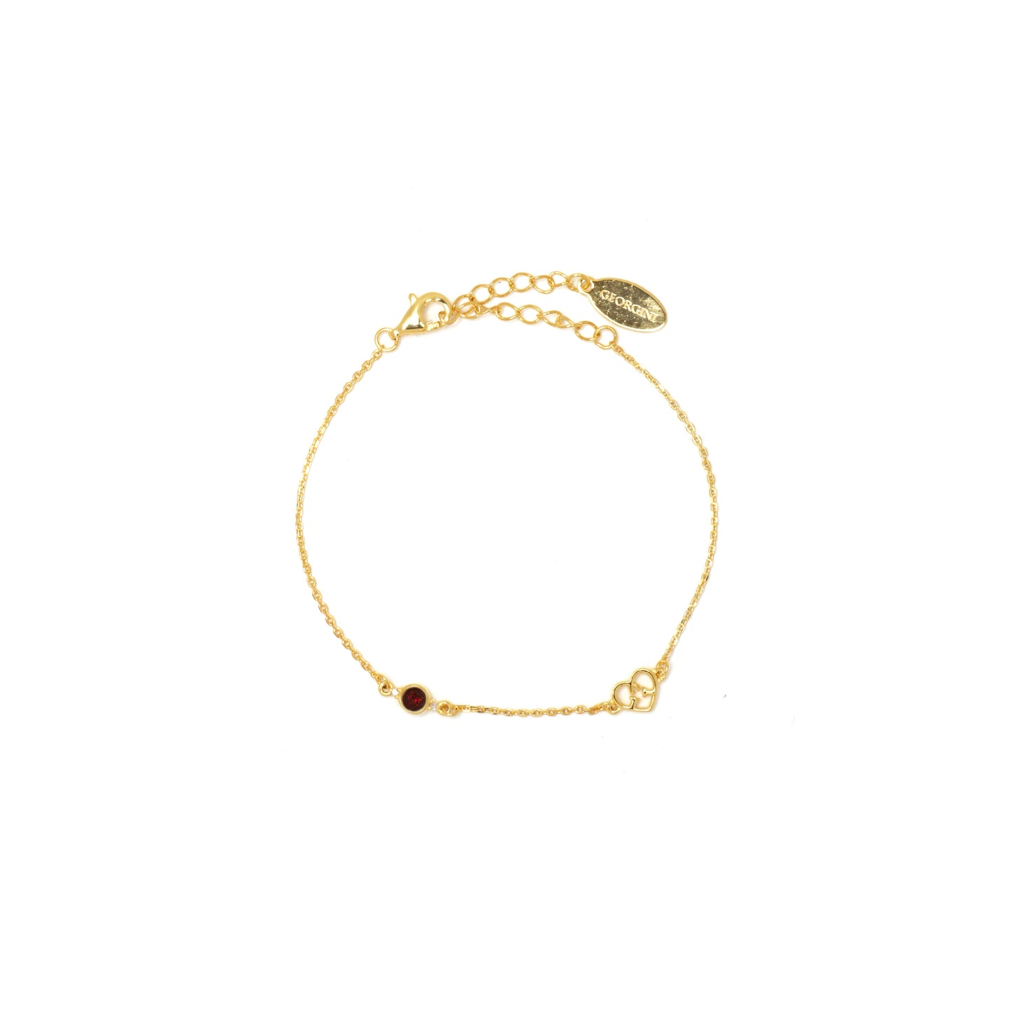NATURAL GARNET AND TWO NATURAL DIAMOND JANUARY BRACELET GOLD