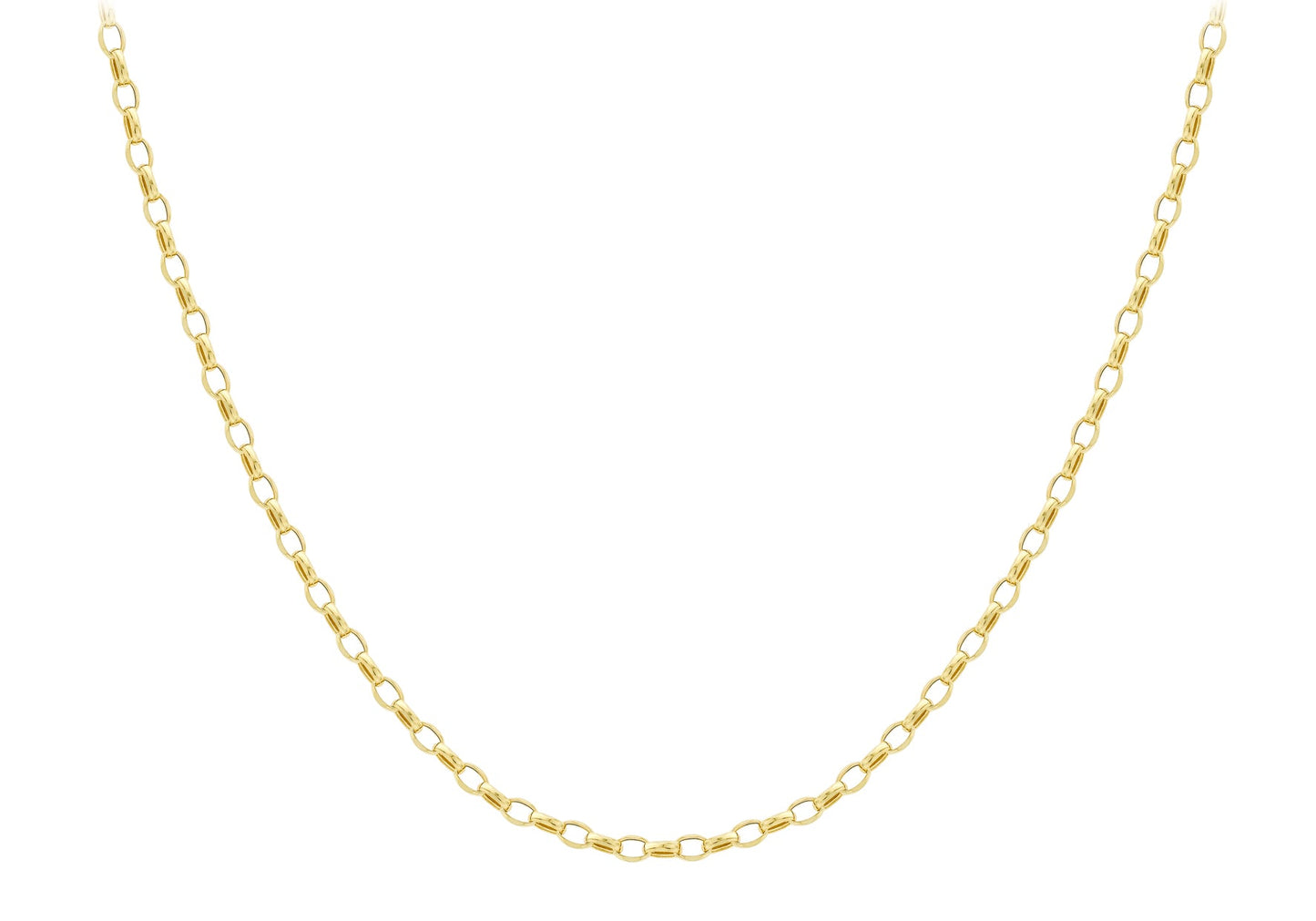 9K Yellow Gold Oval Belcher Necklace 45cm
