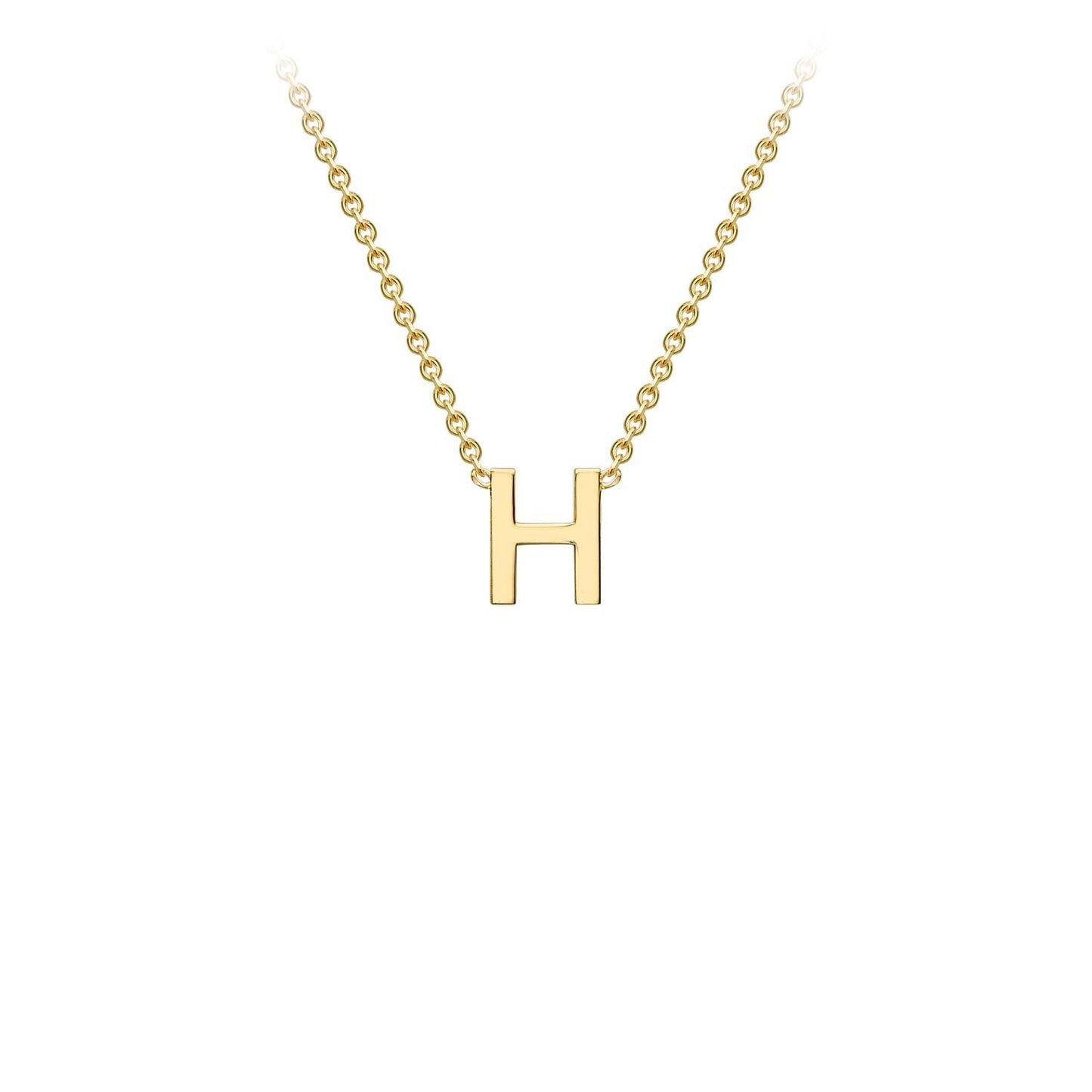 9K Yellow Gold 'H' Initial Adjustable Letter Necklace 38/43cm