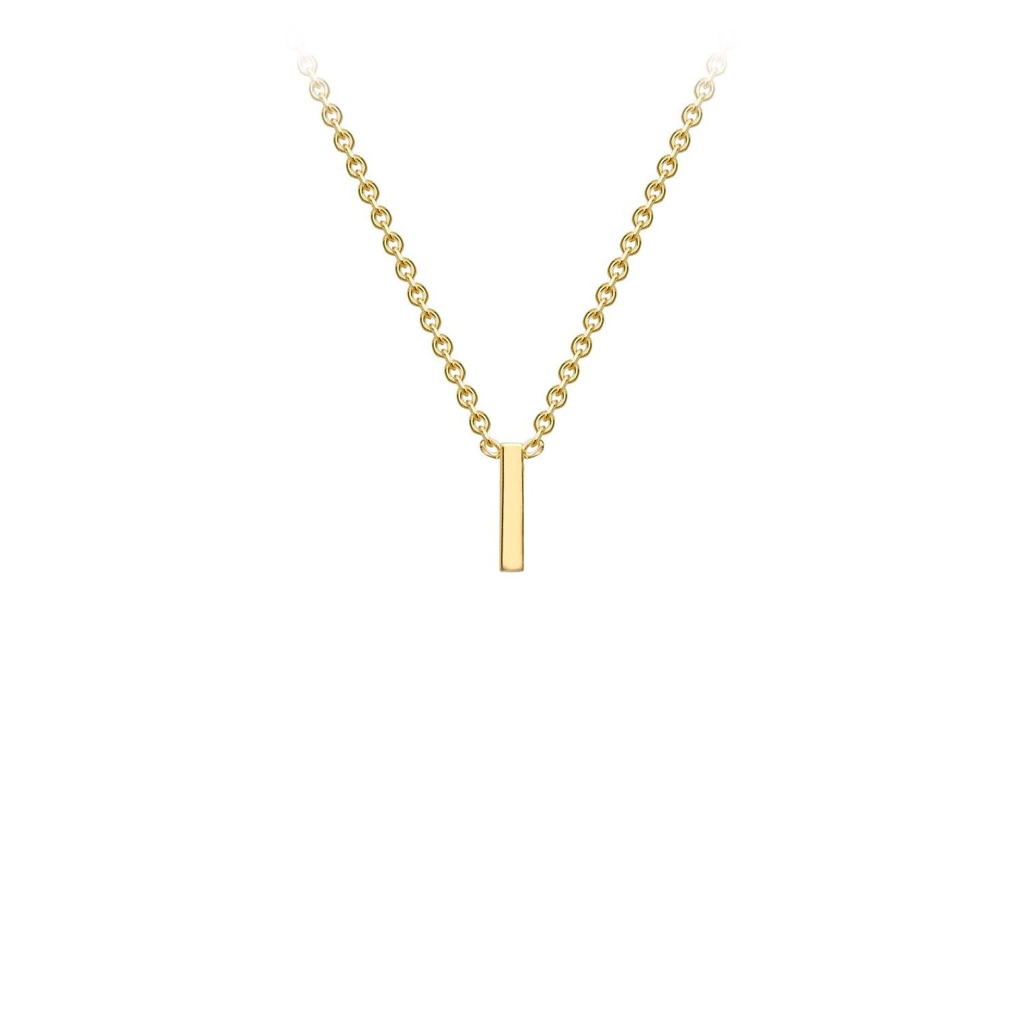 9K Yellow Gold 'I' Initial Adjustable Letter Necklace 38/43cm