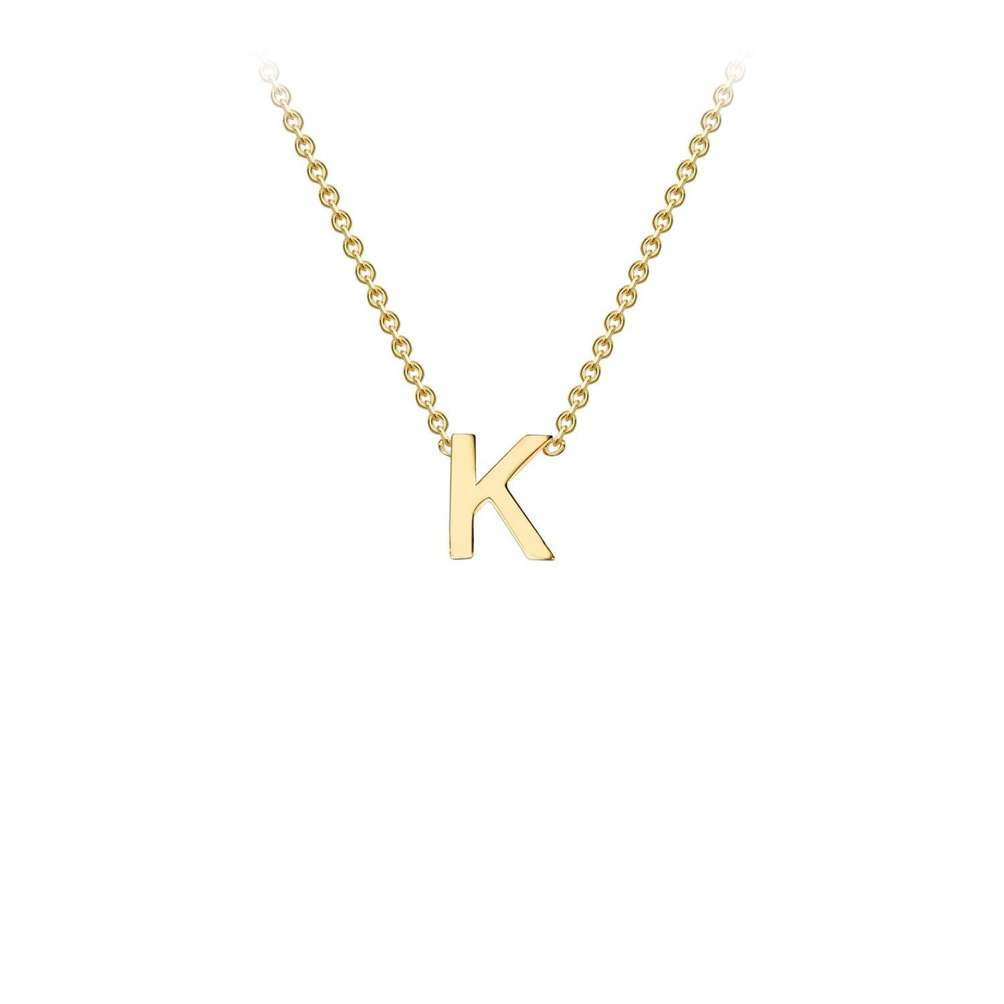 9K Yellow Gold 'K' Initial Adjustable Letter Necklace 38/43cm