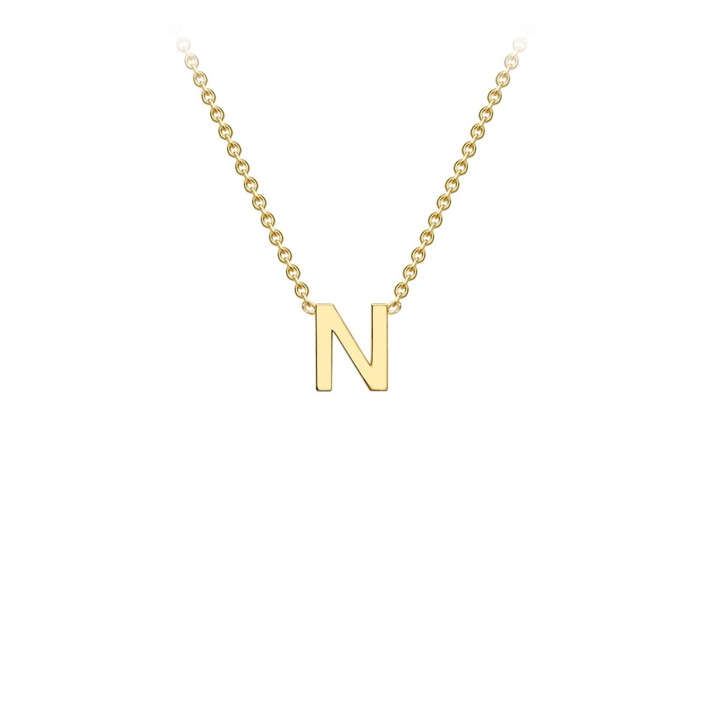 9K Yellow Gold 'N' Initial Adjustable Letter Necklace 38/43cm