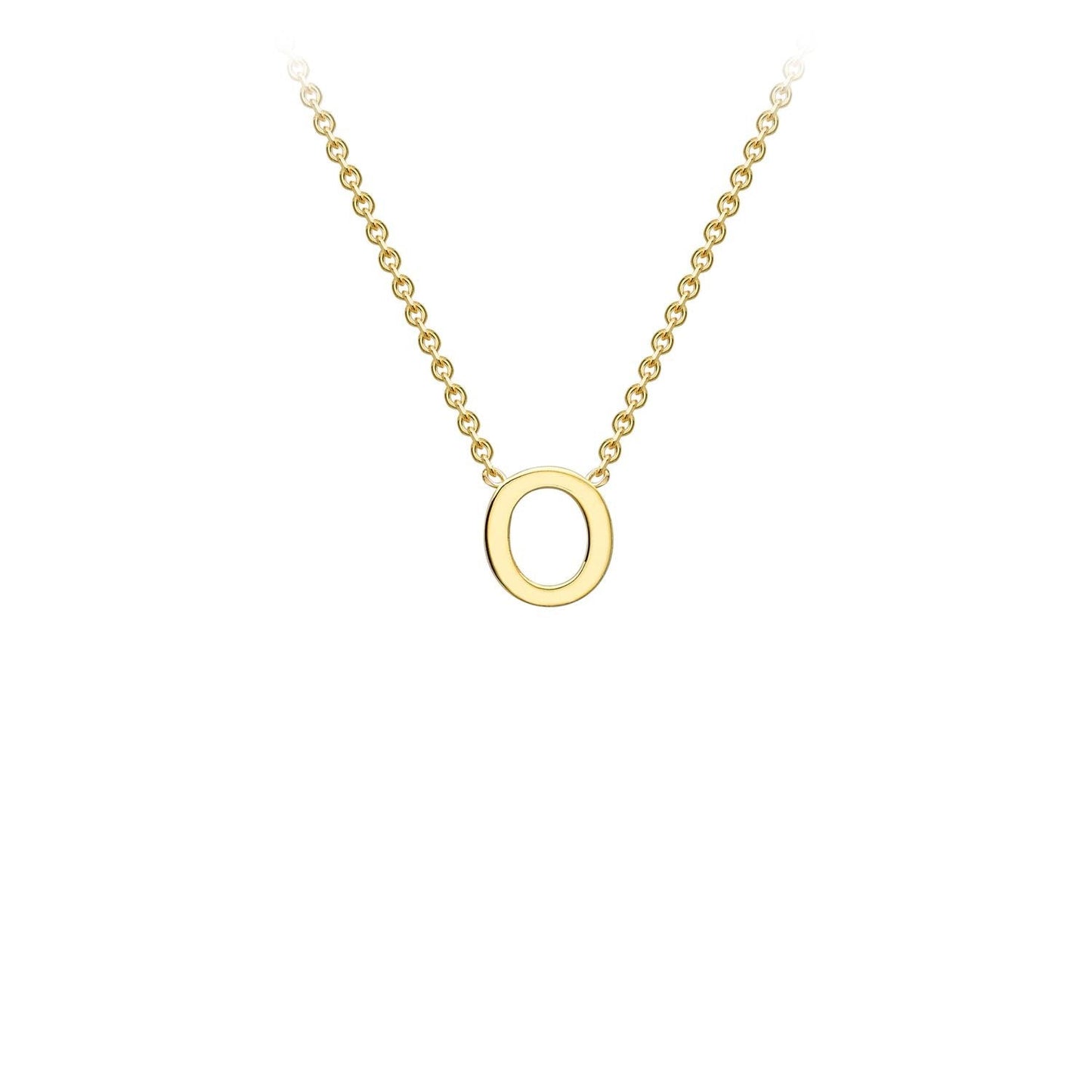 9K Yellow Gold 'O' Initial Adjustable Letter Necklace 38/43cm