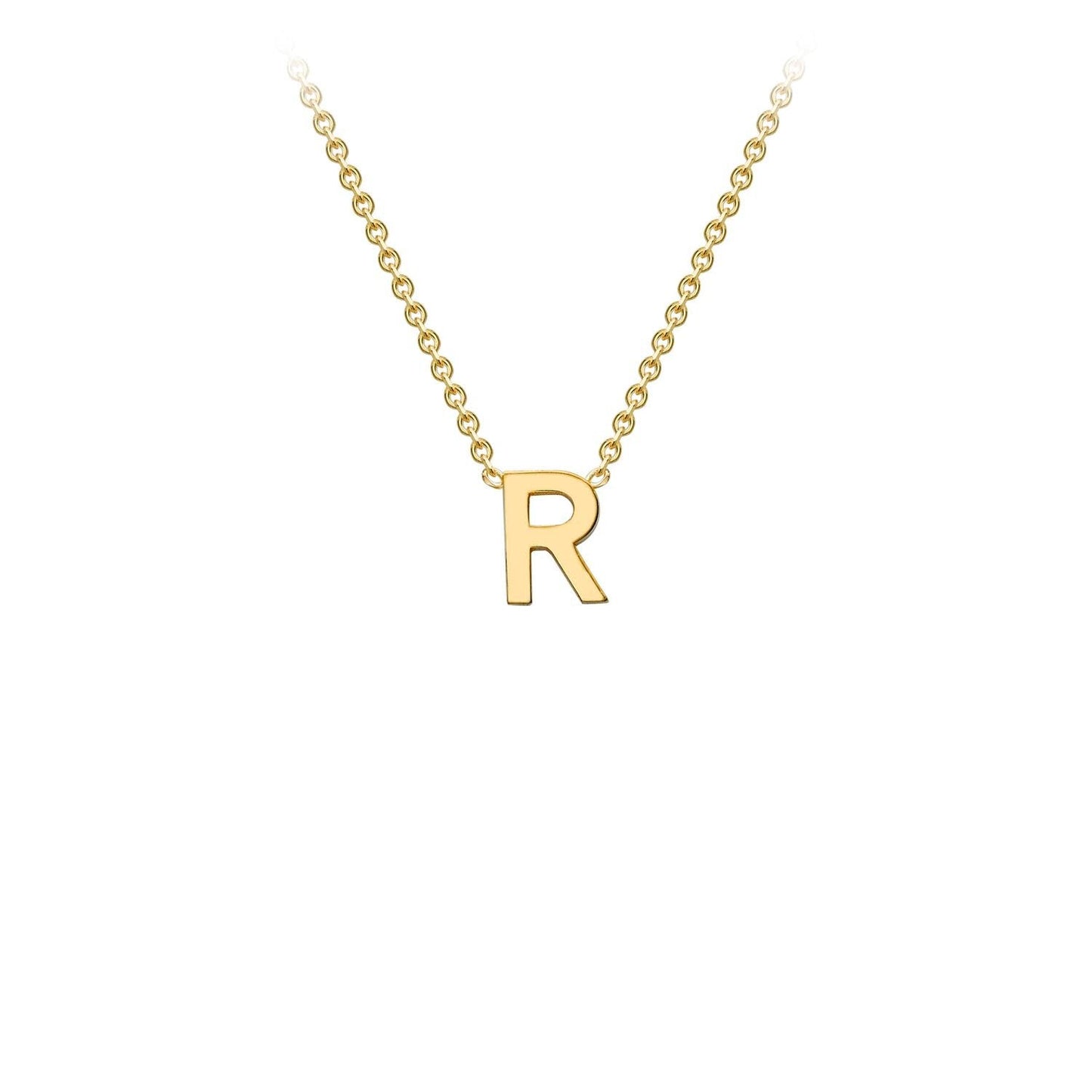 9K Yellow Gold 'R' Initial Adjustable Letter Necklace 38/43cm