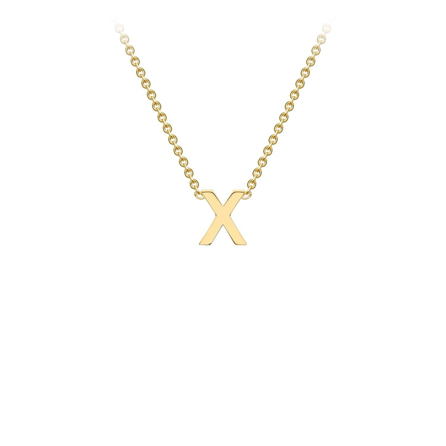 9K Yellow Gold 'X' Initial Adjustable Letter Necklace 38/43cm