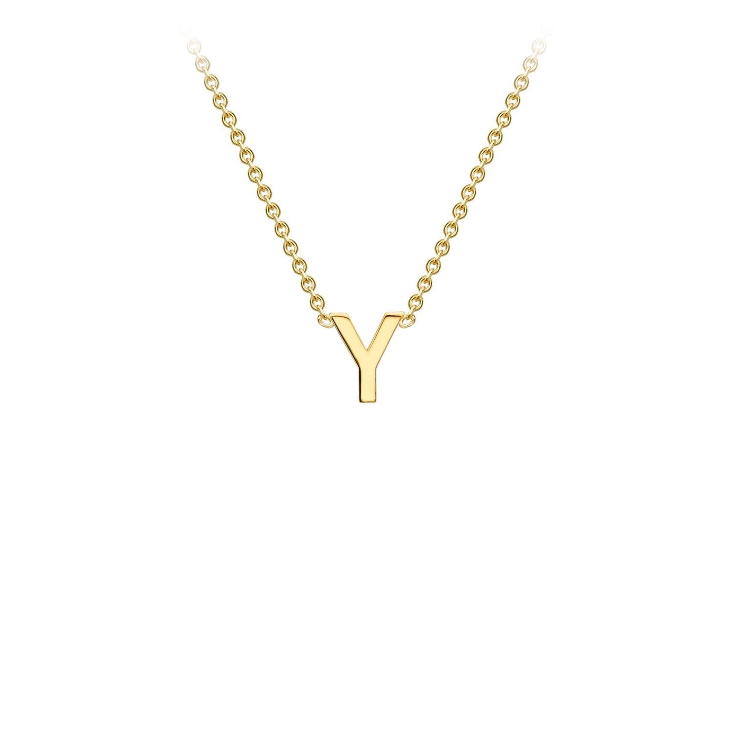 9K Yellow Gold 'Y' Initial Adjustable Letter Necklace 38/43cm