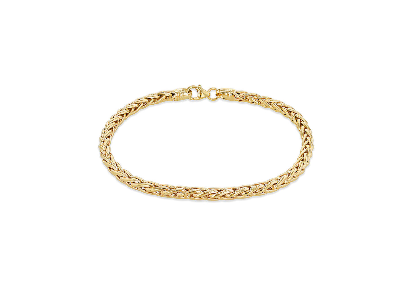 9K Yellow Gold Wheat Link Bracelet 19 cm
