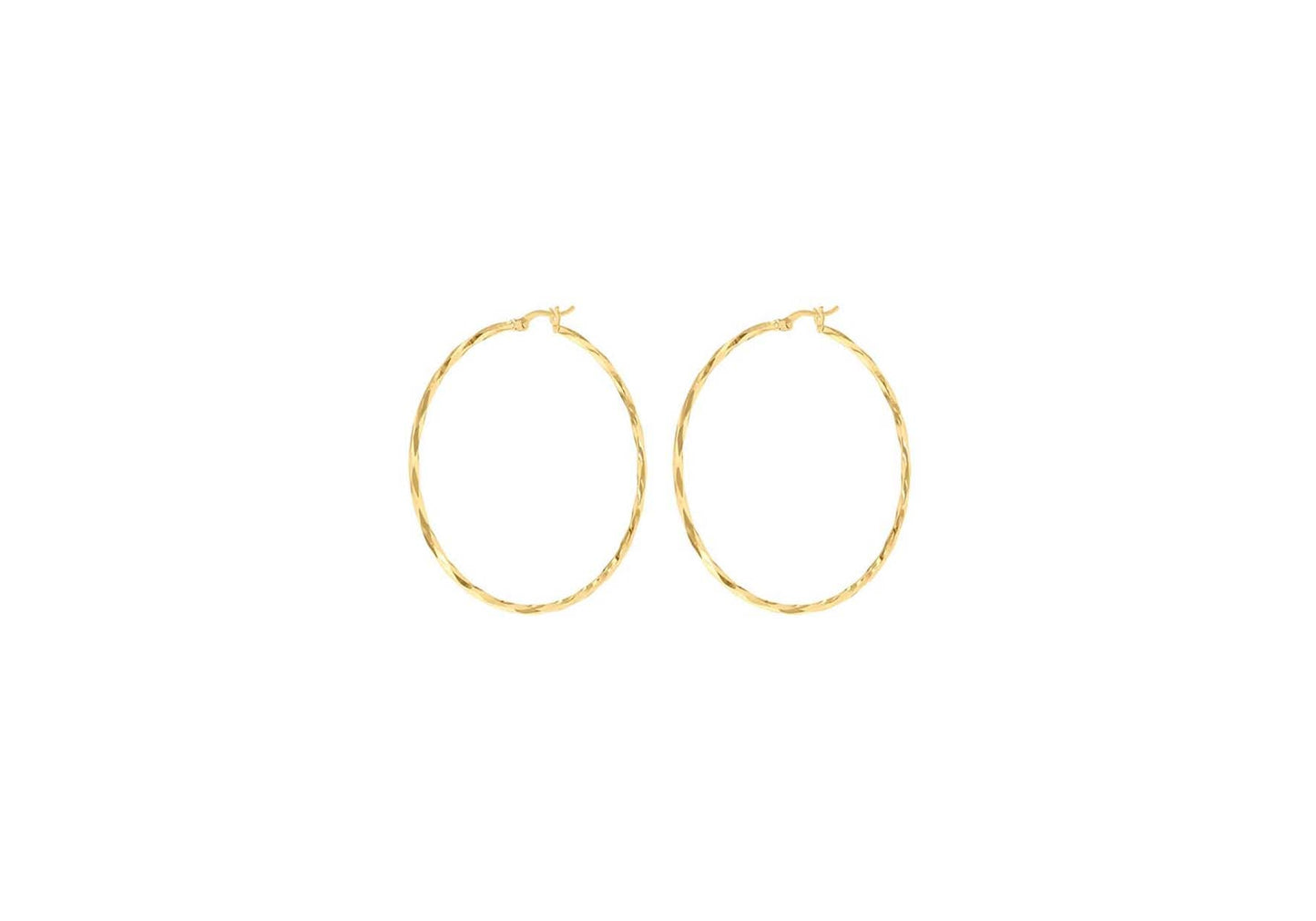 9K Yellow Gold Diamond Cut Hoop Earrings 42mm