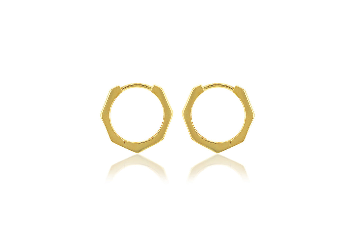 9K Yellow Gold Hexagon Huggies