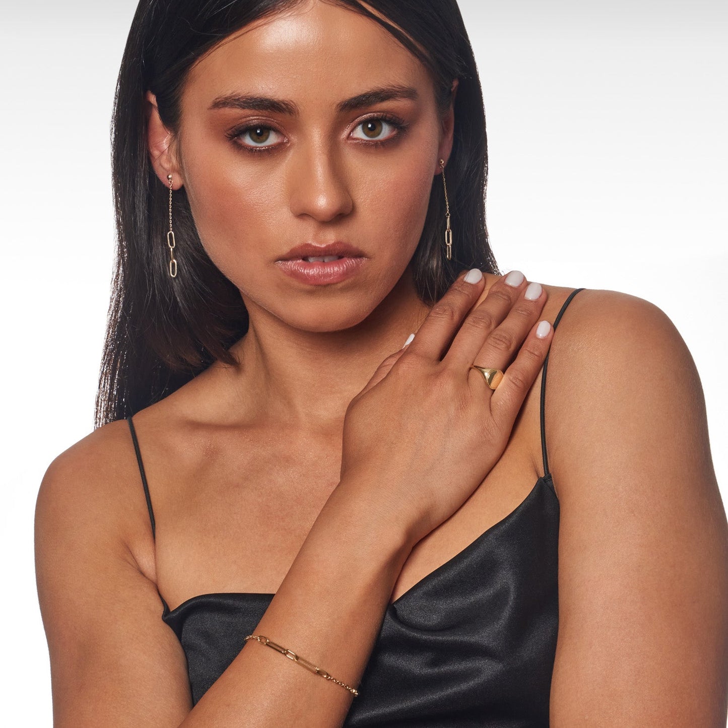 9K Yellow Gold Paper Chain Drop Earrings