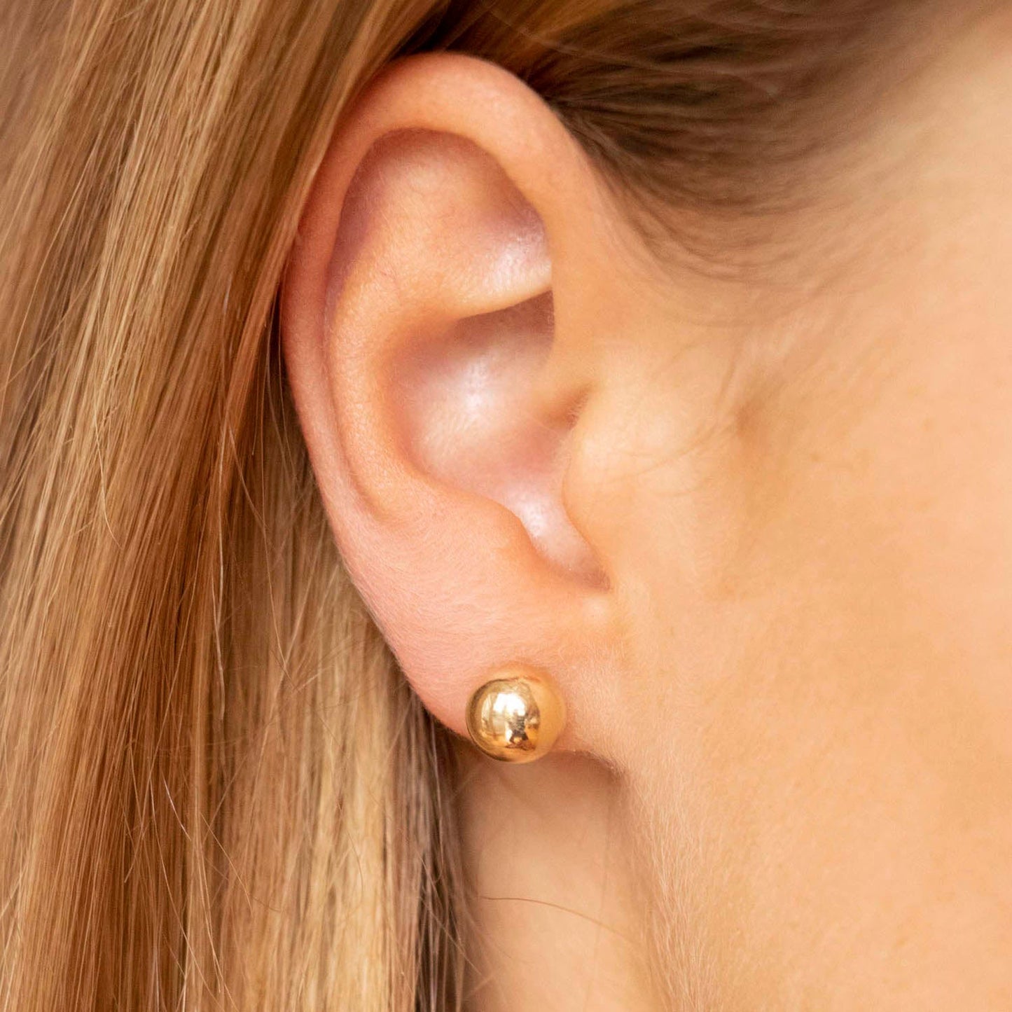 9K Yellow Gold 8mm Ball Stud Earrings