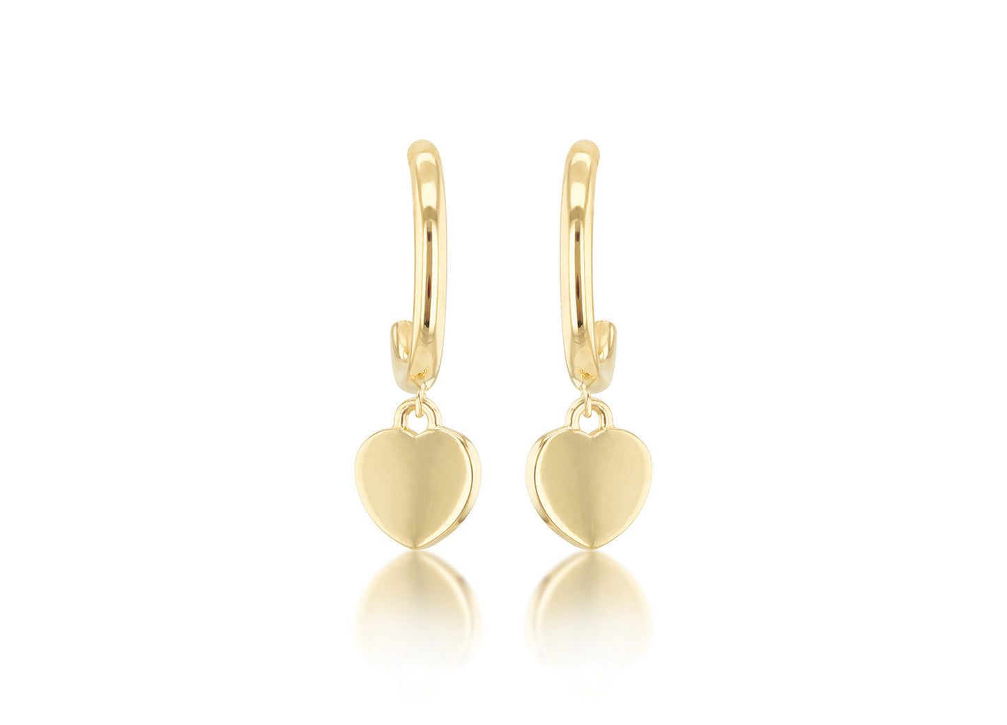 9K Yellow Gold Heart Drop Earring