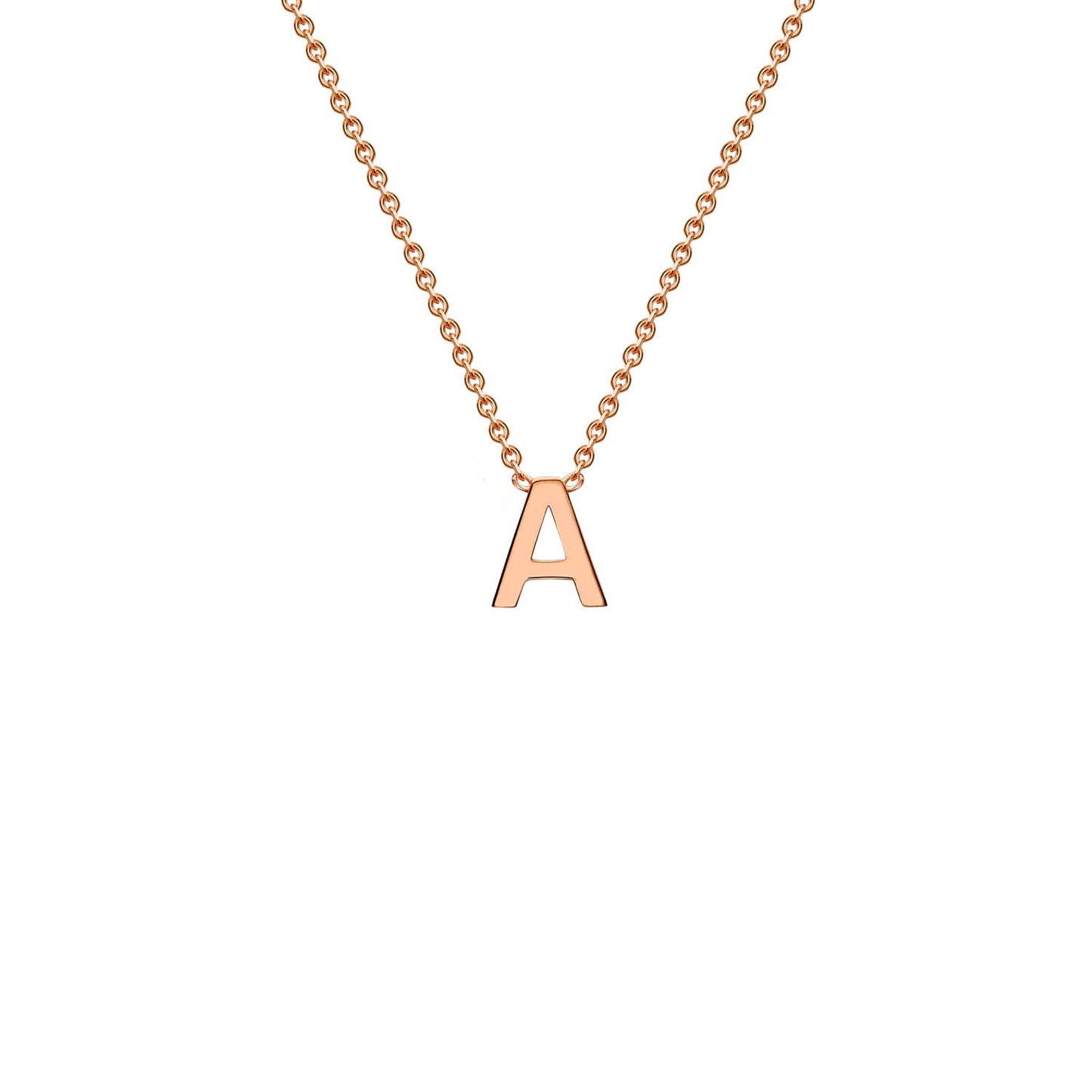 9K Rose Gold 'A' Initial Adjustable Letter Necklace 38/43cm