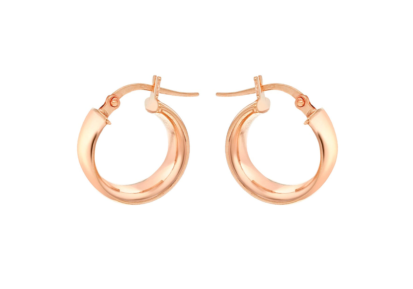 9K Rose Gold 6mm Band 14mm Creole Earrings