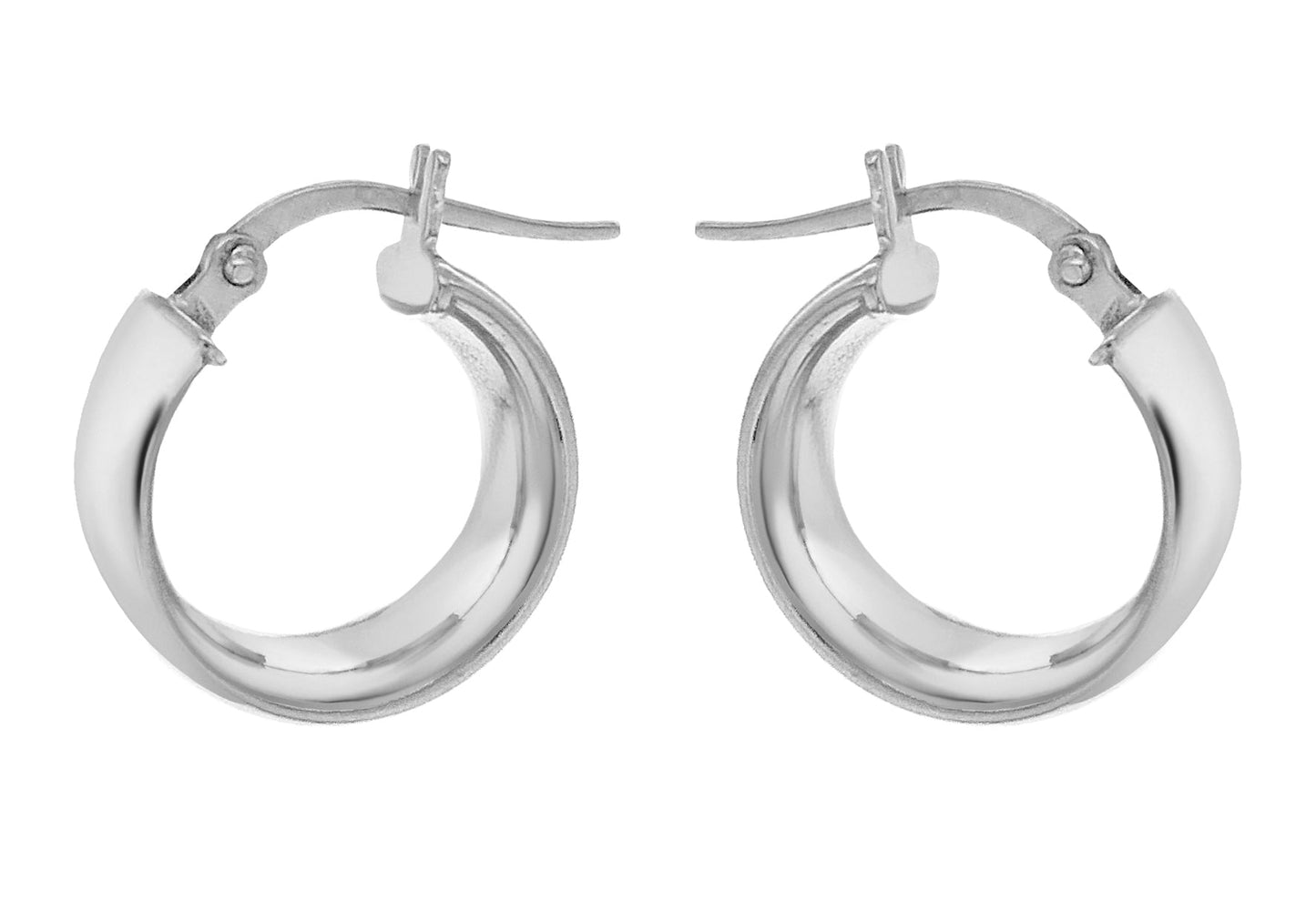 9K White Gold 6mm Band 14mm Creole Earrings