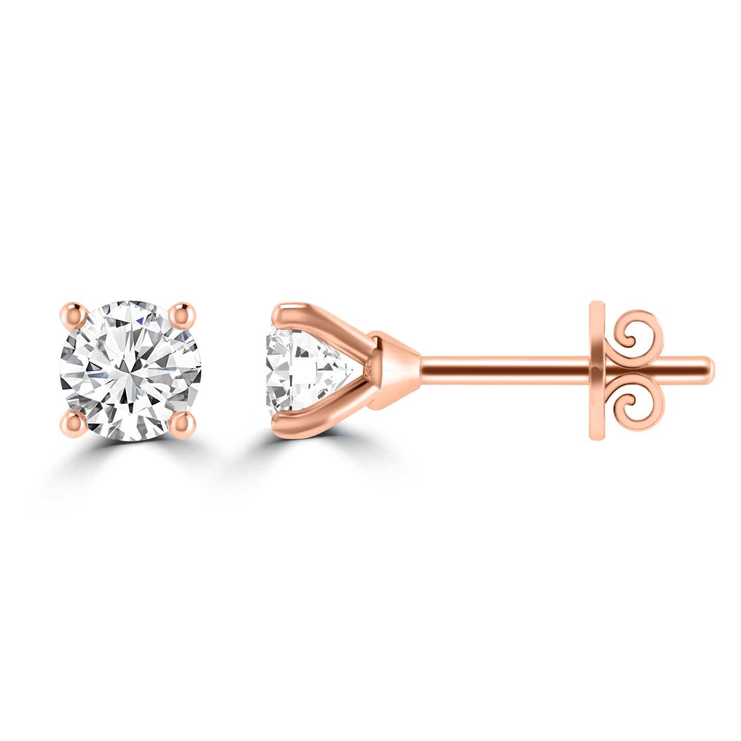 0.33ct GH I1 Diamond 4 Claw Studs in 9K Rose Gold