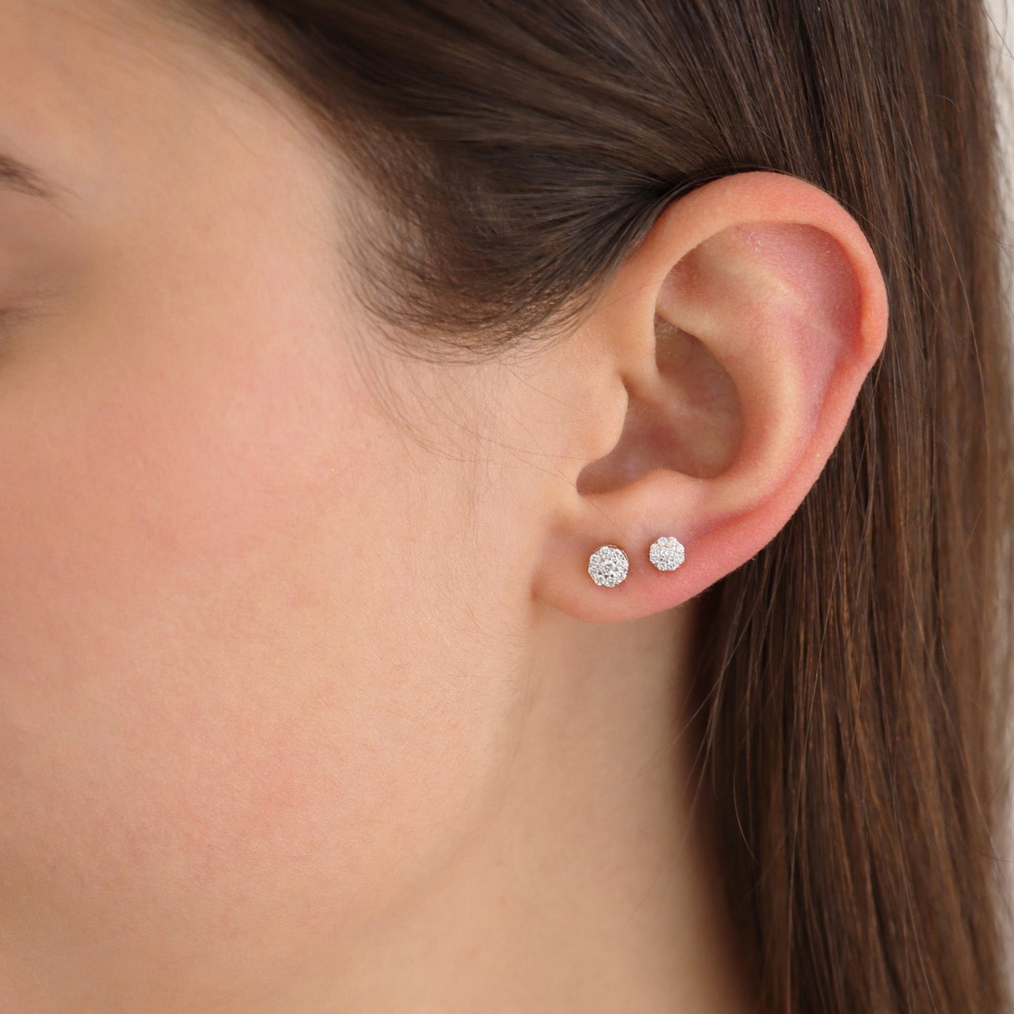 Cluster Diamond Stud Earrings with 0.25ct Diamonds in 9K Yellow Gold - 9YECLUS25GH