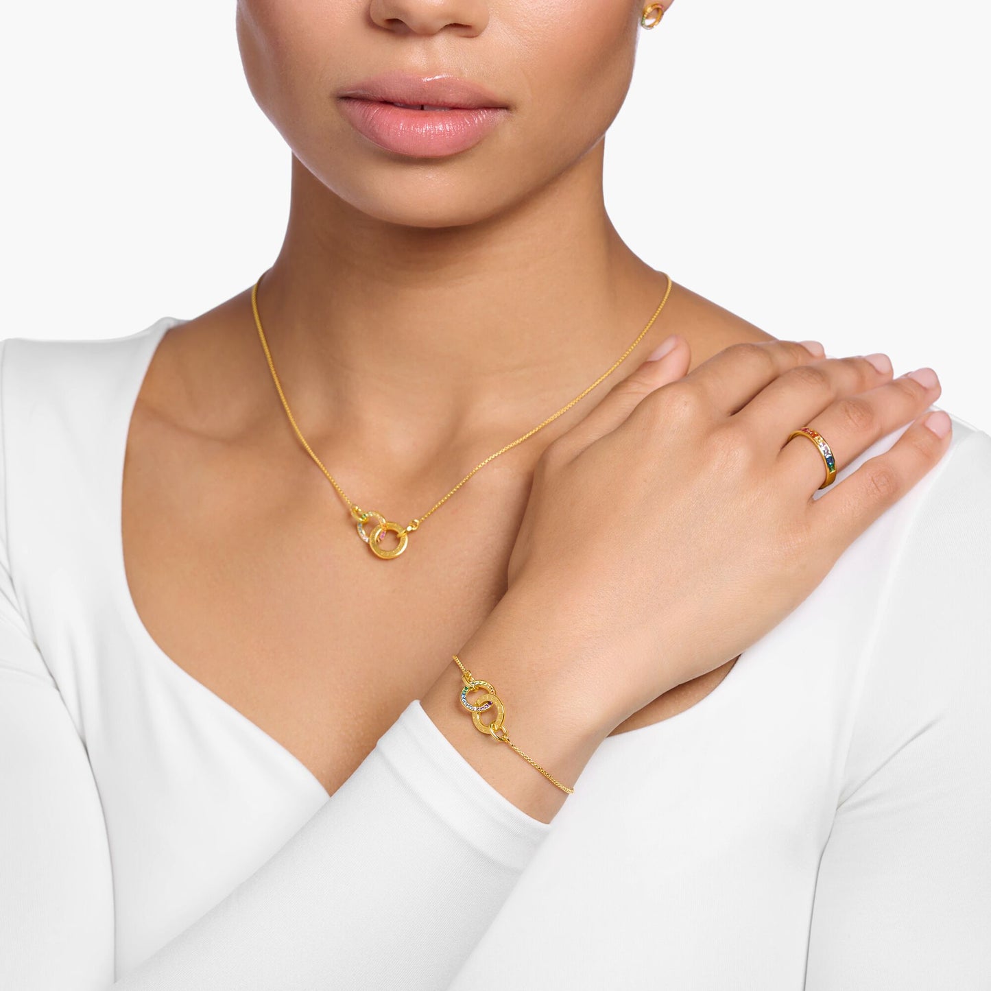 THOMAS SABO Bracelet Together with Two Rings Gold Plated