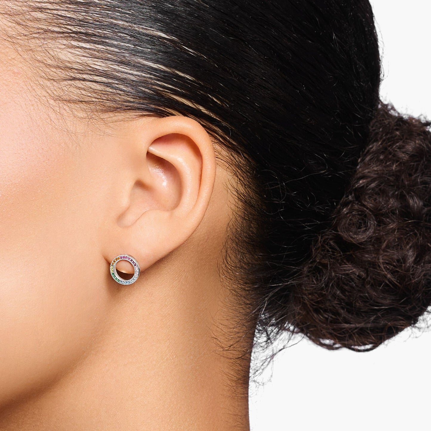 THOMAS SABO Ear Studs Together Round Silver Blackened