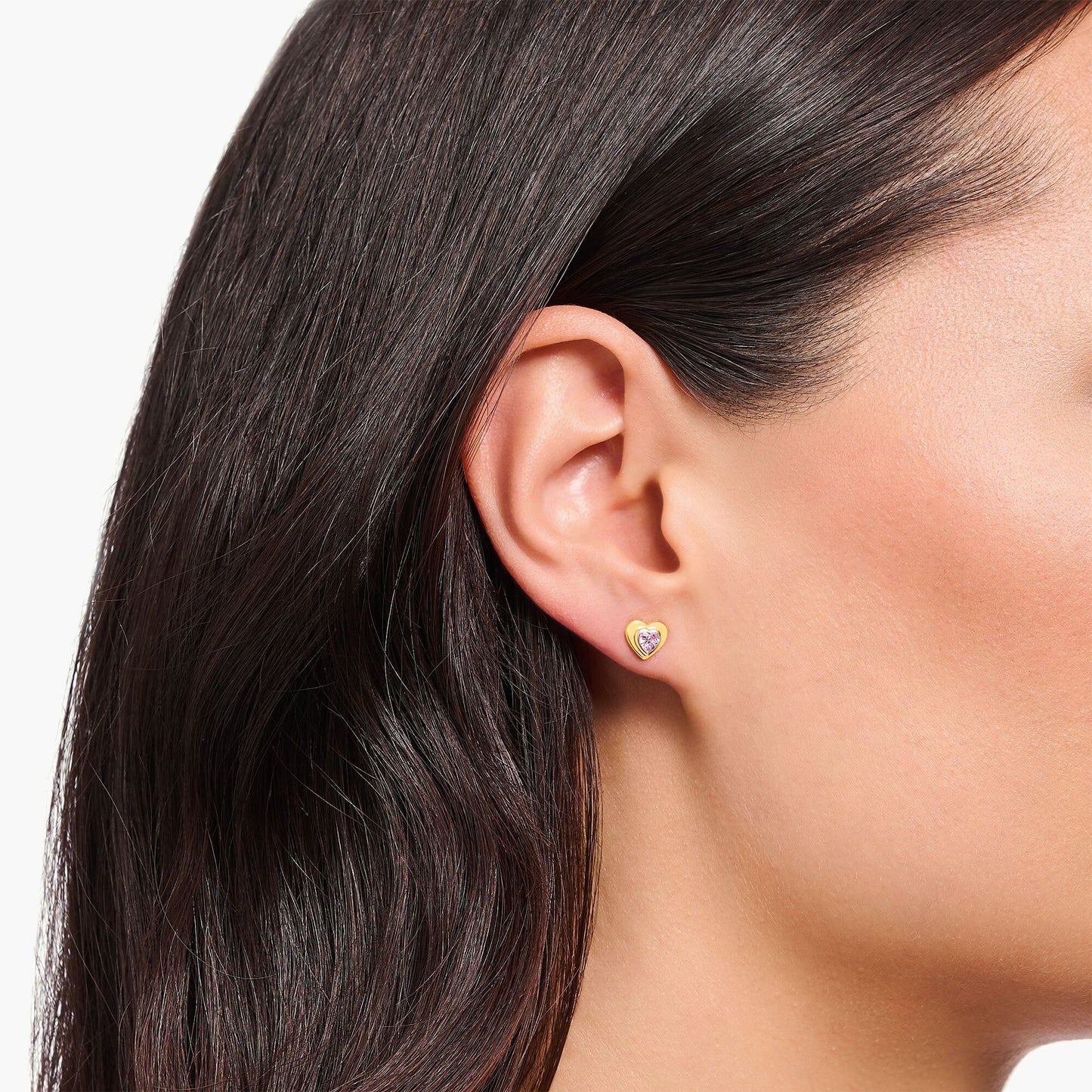 THOMAS SABO Ear Studs in Heart-Shape with Pink Zirconia