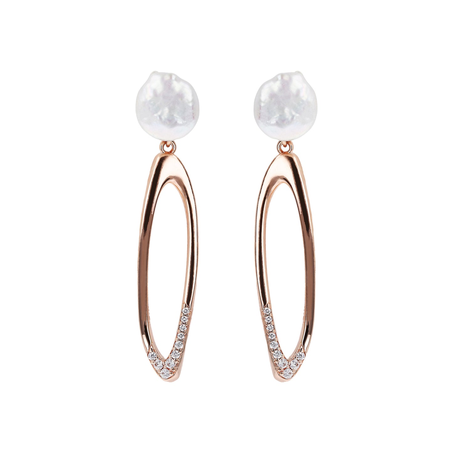 Bronzallure Hoop Earrings with Coin Pearls