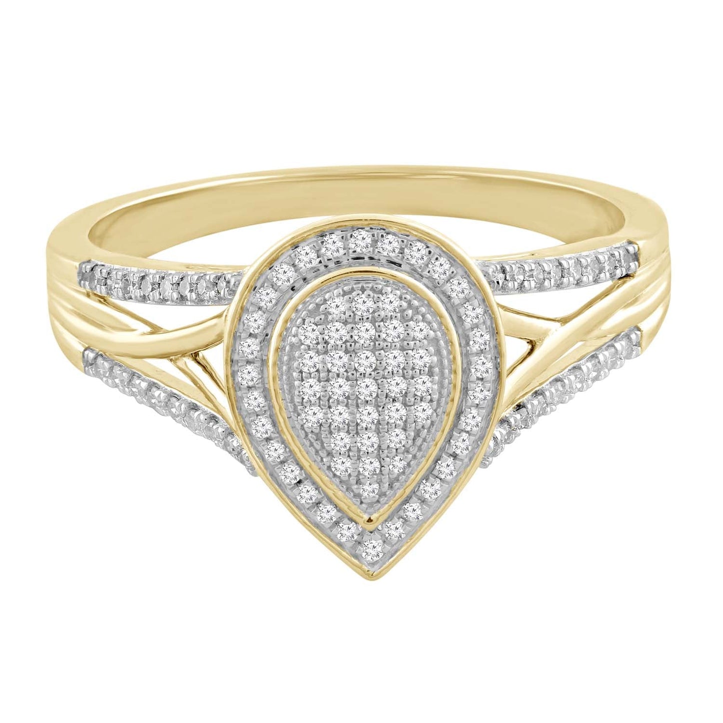 Pear Ring with 0.20ct Diamond in 9K Yellow Gold